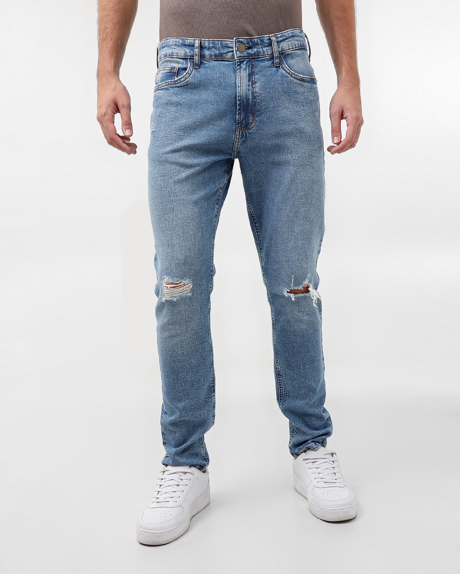 Calça jeans masculina skinny destroyed - Jeans Claro | Pool Jeans