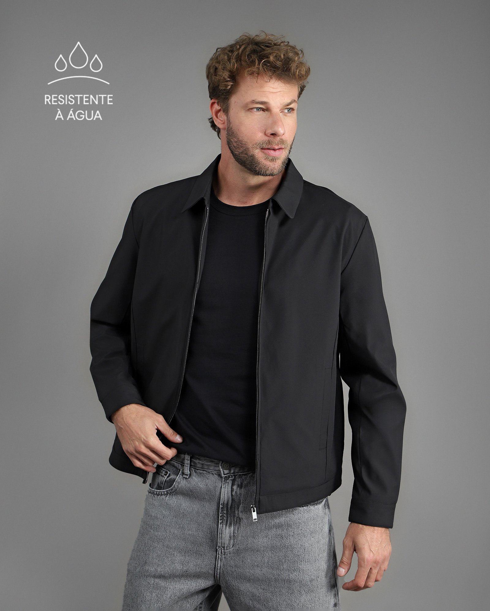 Jaqueta masculina Tech D-Ultra resistente à água - Preto