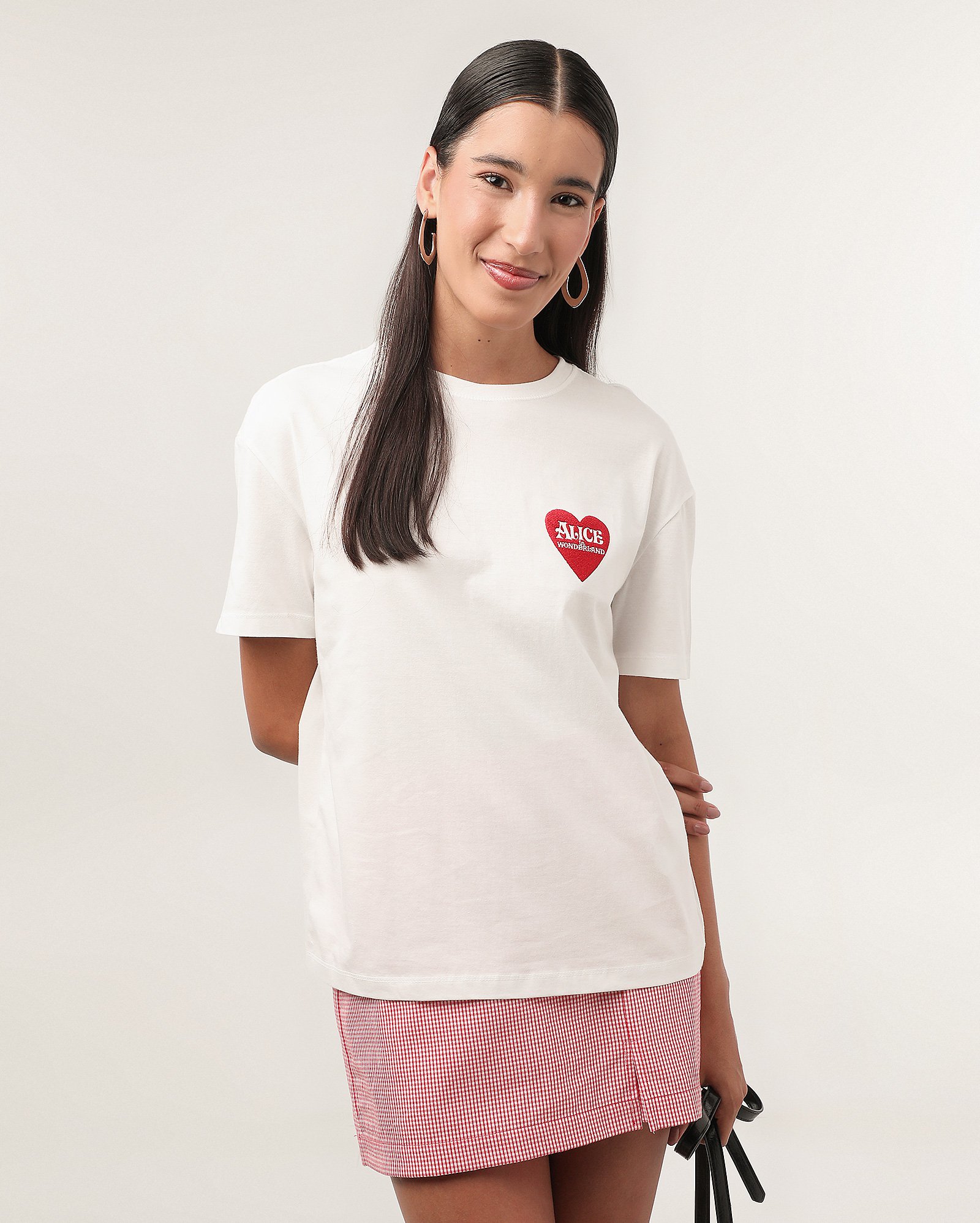 Camiseta feminina oversized Alice queen of hearts branca | Disney