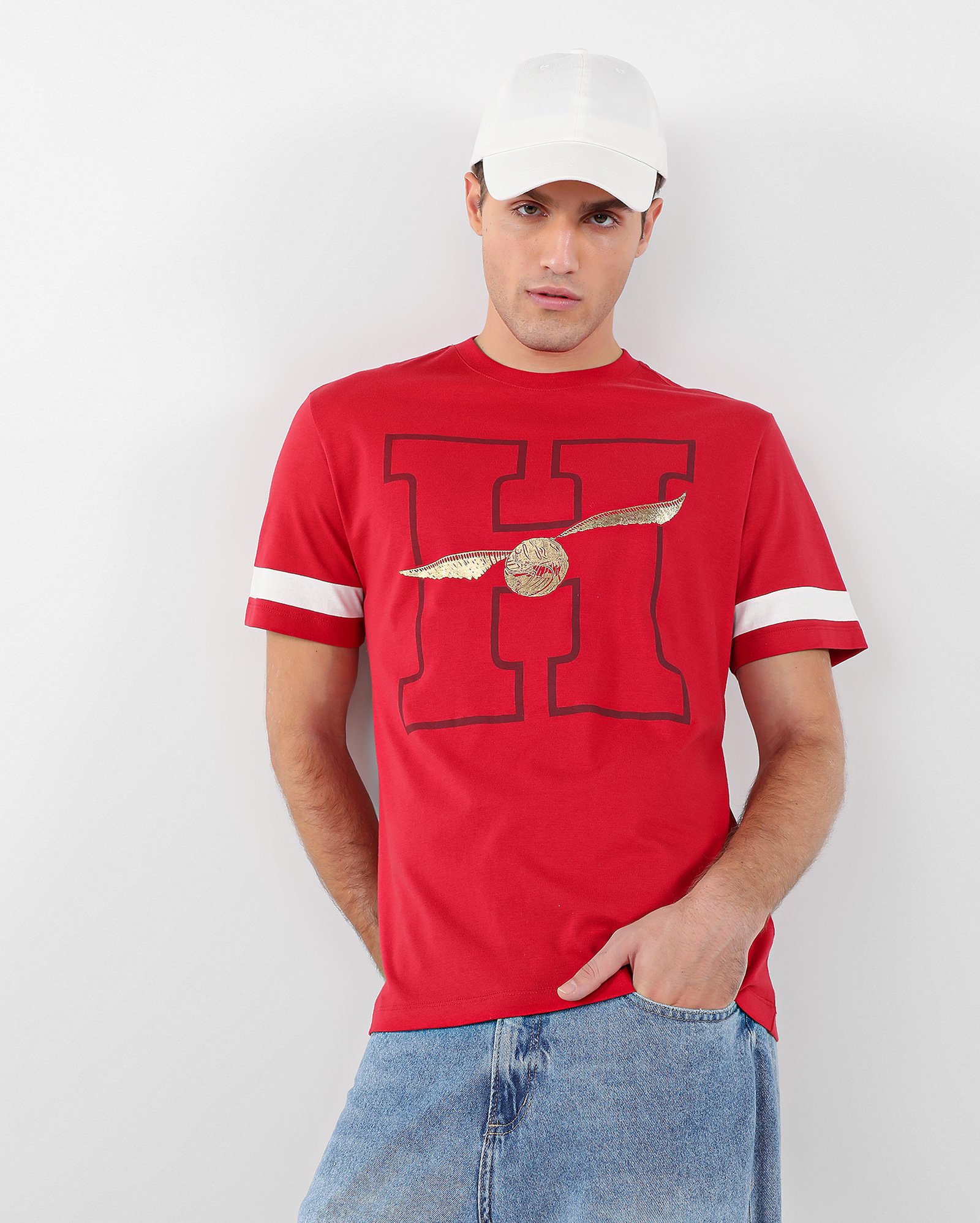 Camiseta masculina regular Hogwarts pomo Harry Potter vermelha | Warner Bros