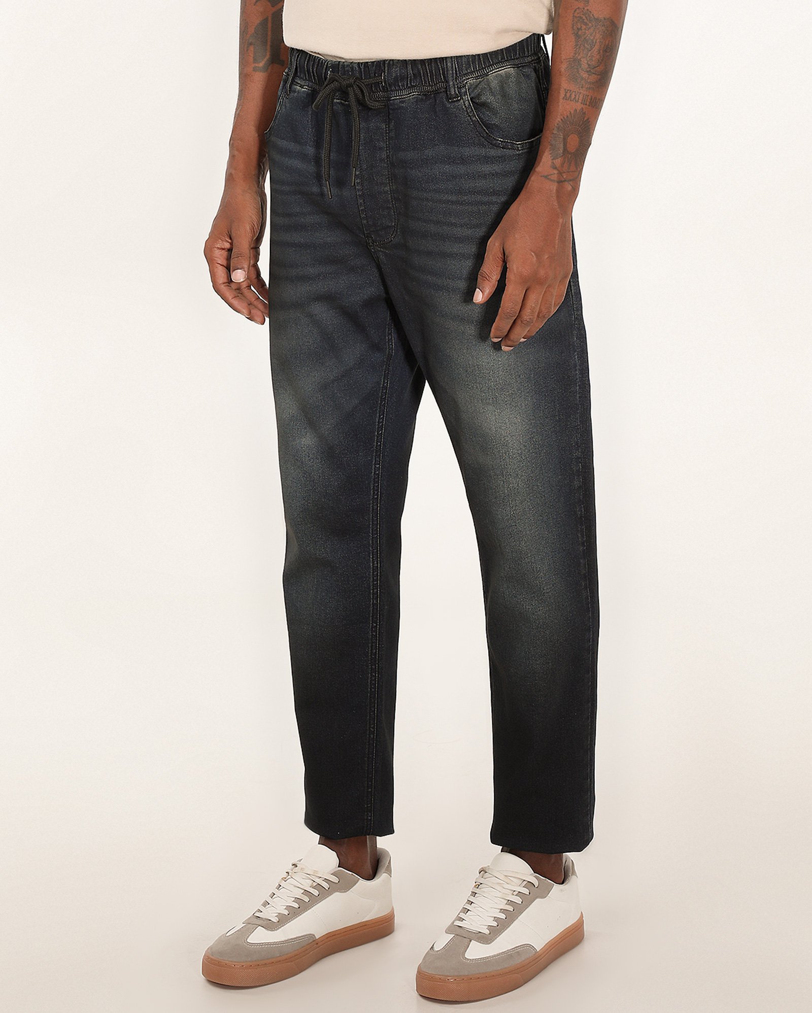 Calça jeans masculina jogger comfy estonada denim escuro - Jeans Clássico Escuro | Pool Jeans Premium