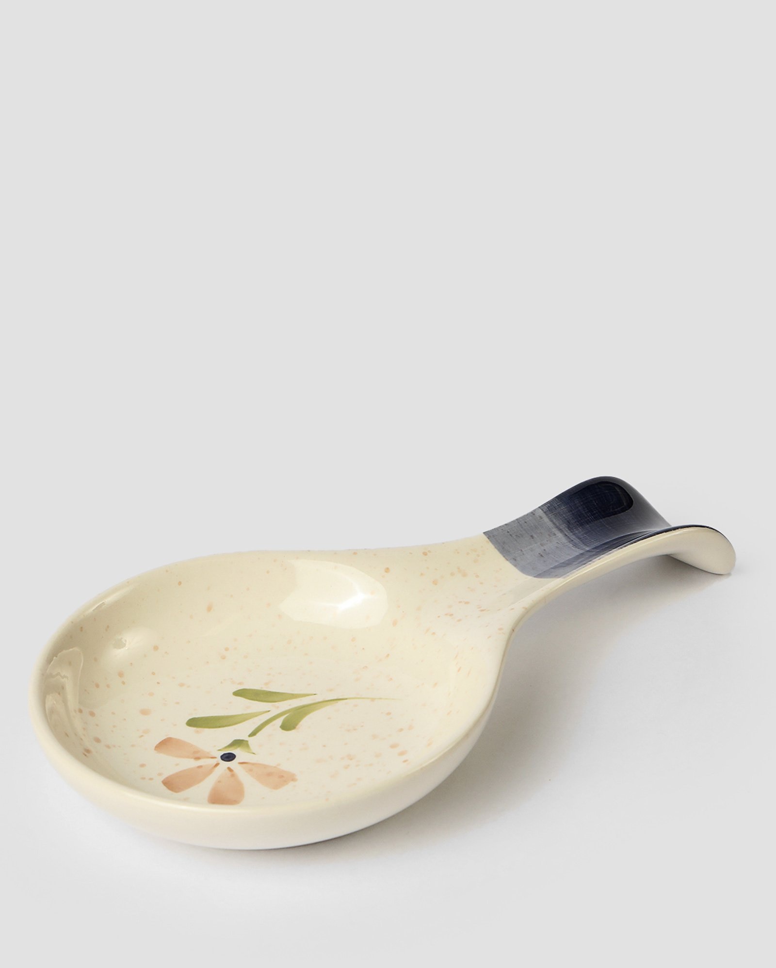 Apoio de colher cerâmica Melina floral 13cm bege | Casa Riachuelo