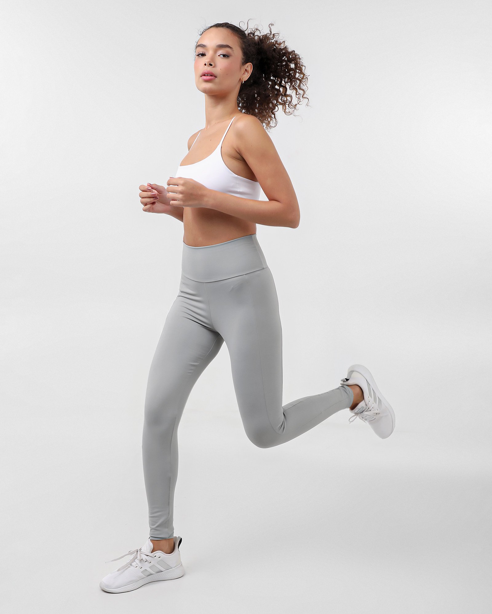 Calça legging esportiva feminina pump com bolso - Cinza Claro | Body Work