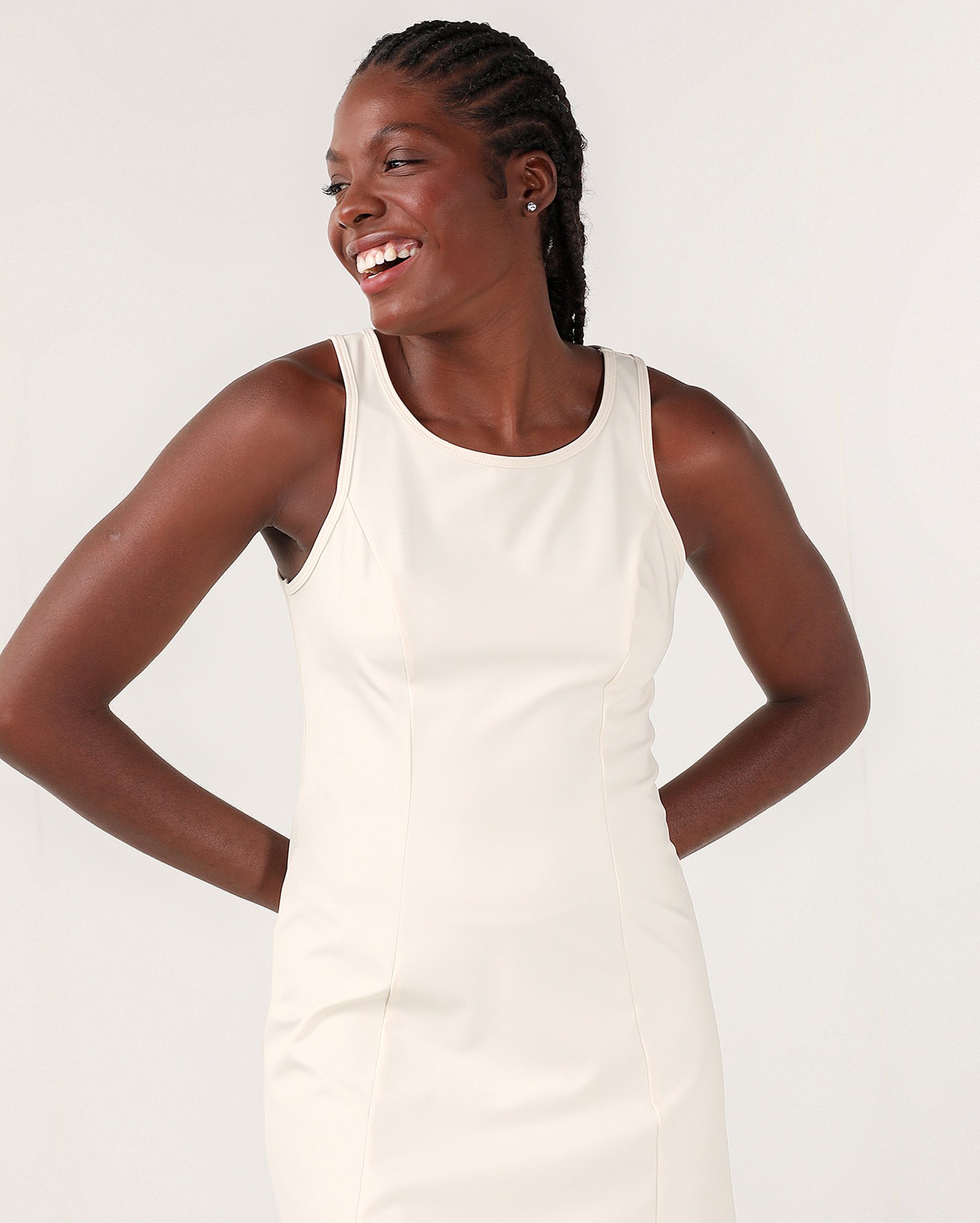 Vestido curto esportivo de poliamida - Bege Claro | Body Work — foto 4