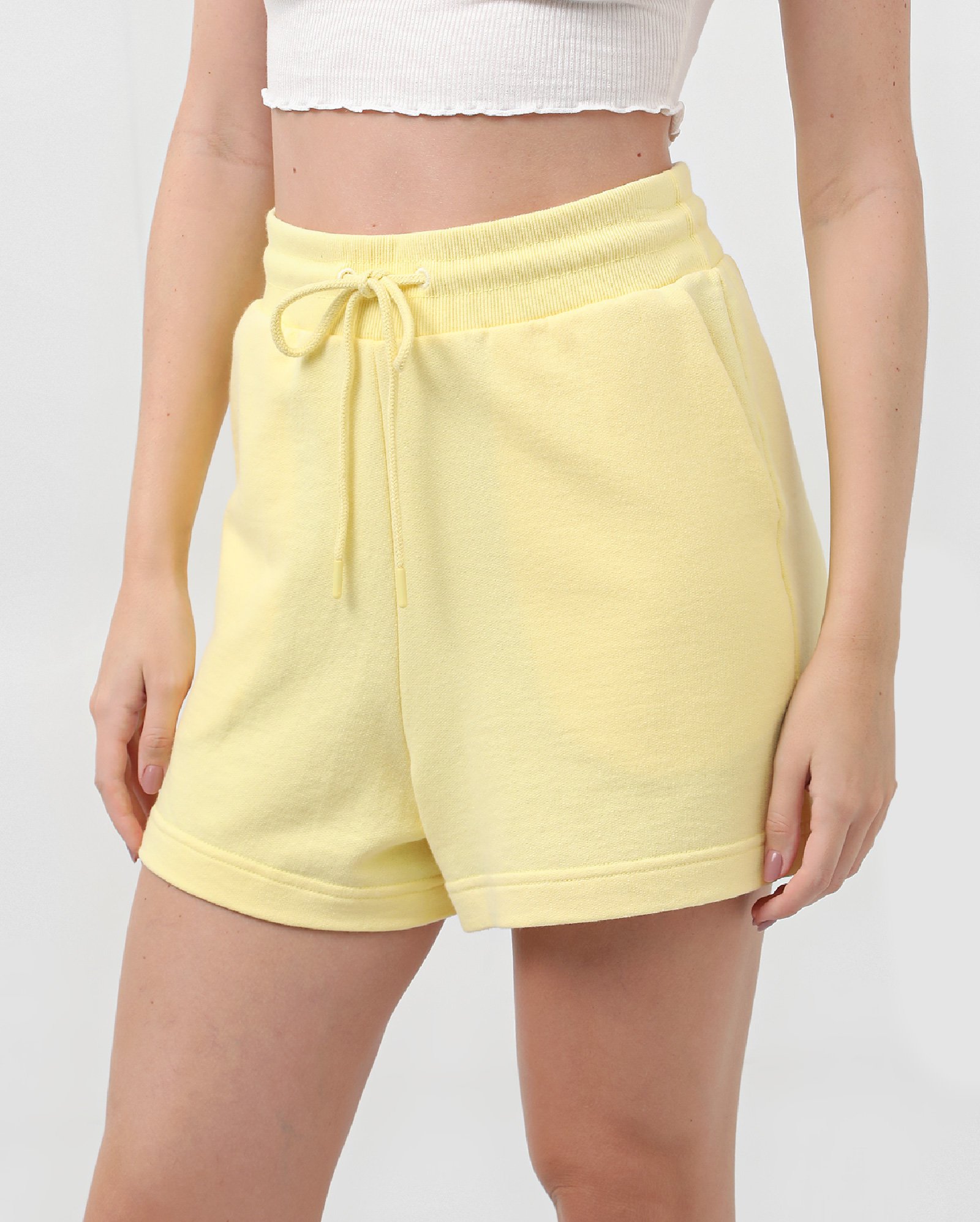 Short de moletom feminino com cordão - Amarelo Claro | Pool Basics