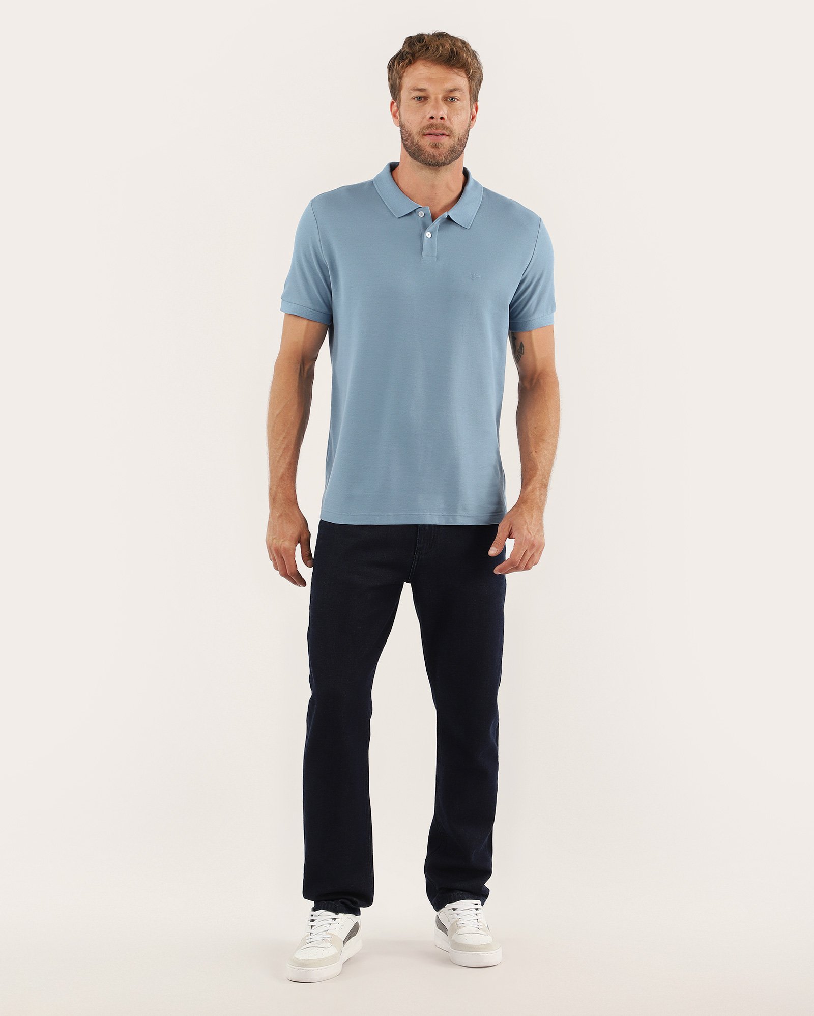 Camisa polo masculina Pool Legacy regular piquet azul