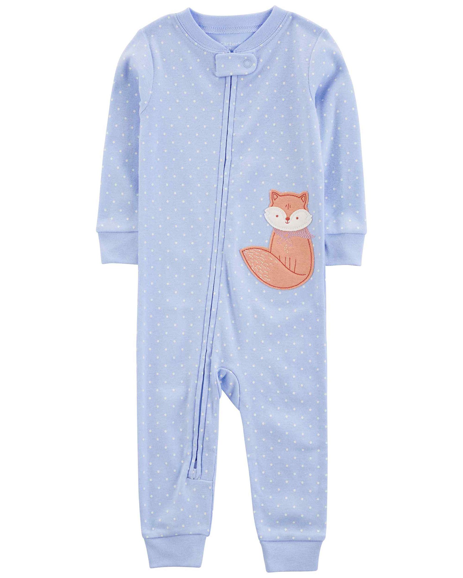 Macacão pijama infantil com martingale raposa azul | Carter's