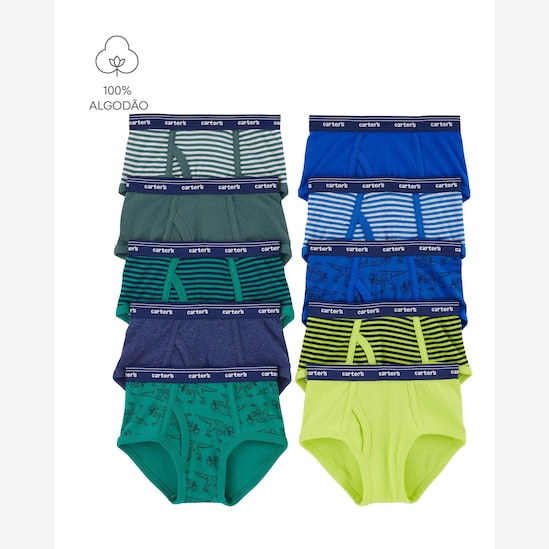 Kit cueca infantil 10 peças variadas dino multicor | Carter's