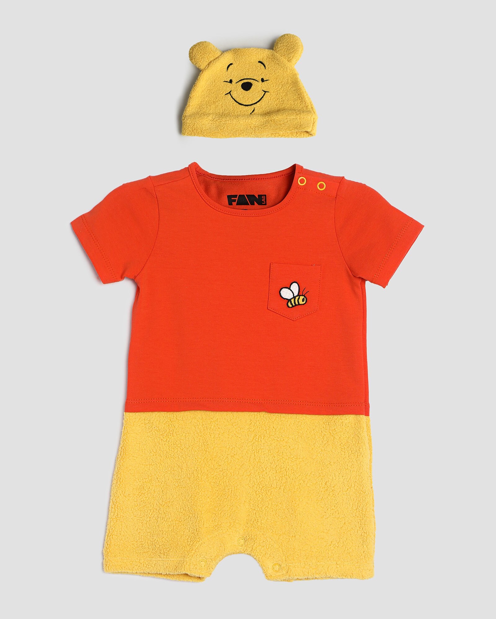 Body bebê Ursinho Pooh fleece com touca multicor | FANLAB