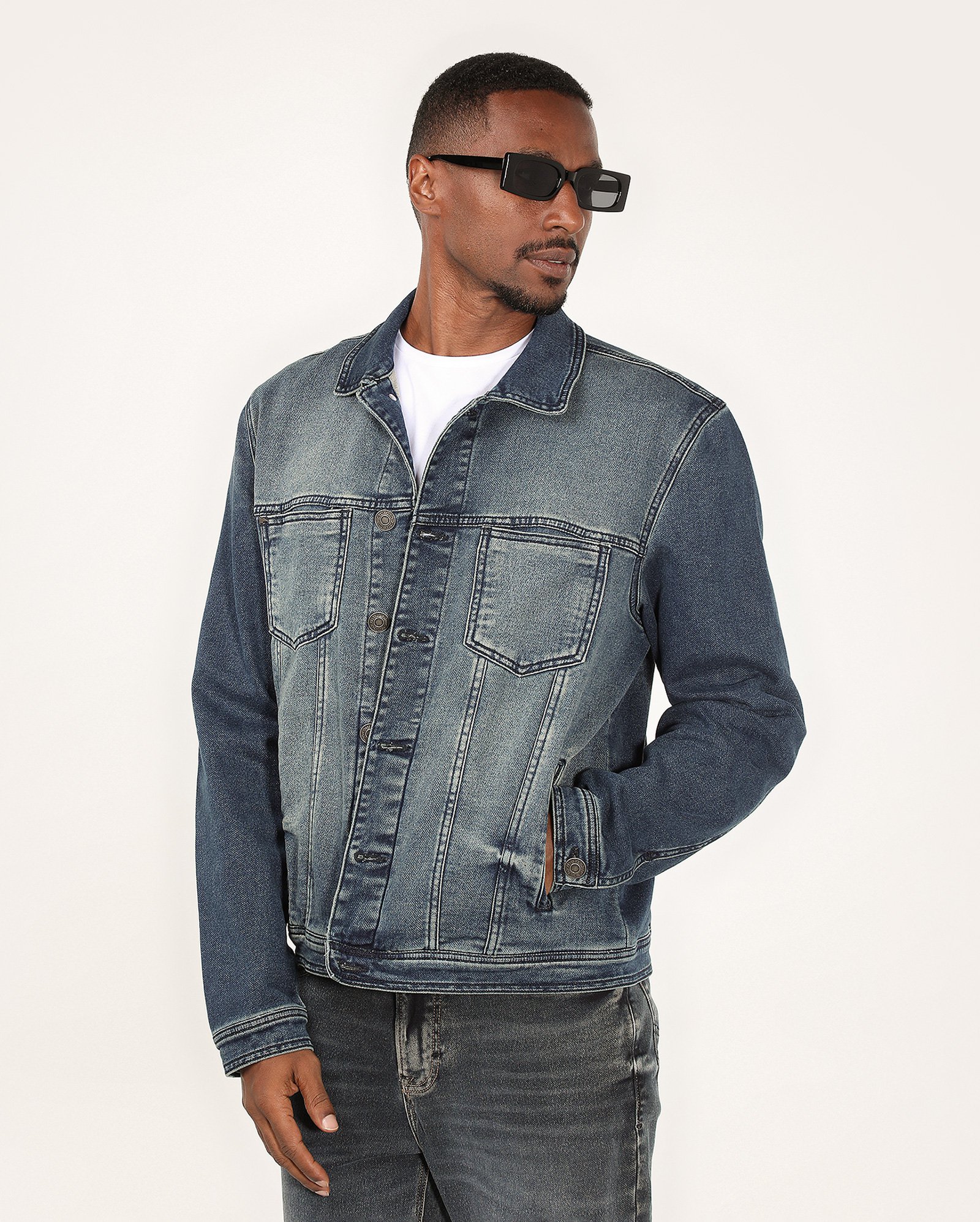 Jaqueta jeans masculina trucker comfy denim escuro | Pool Jeans Premium