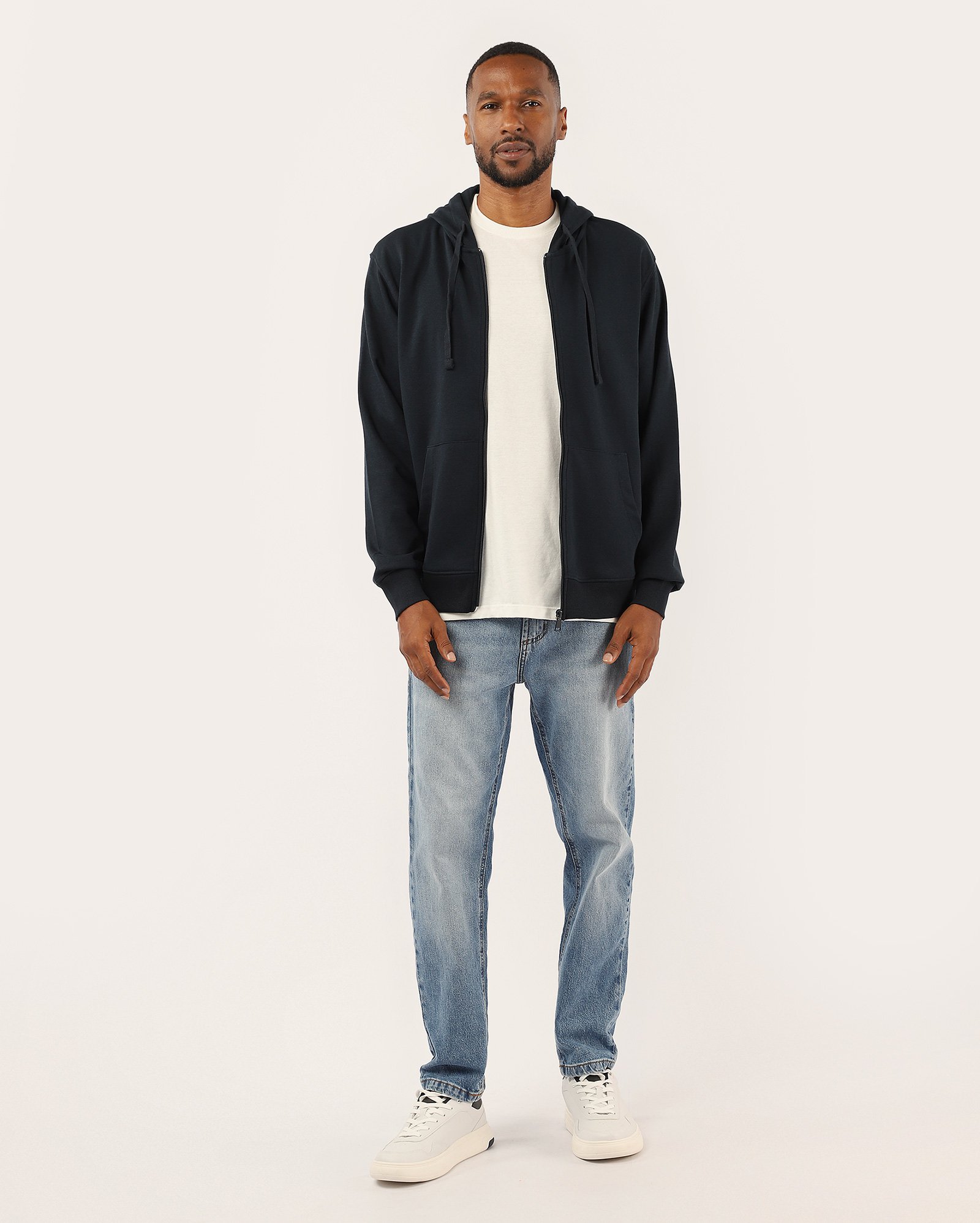 Blusa de moletom masculina relaxed com capuz - Azul Escuro