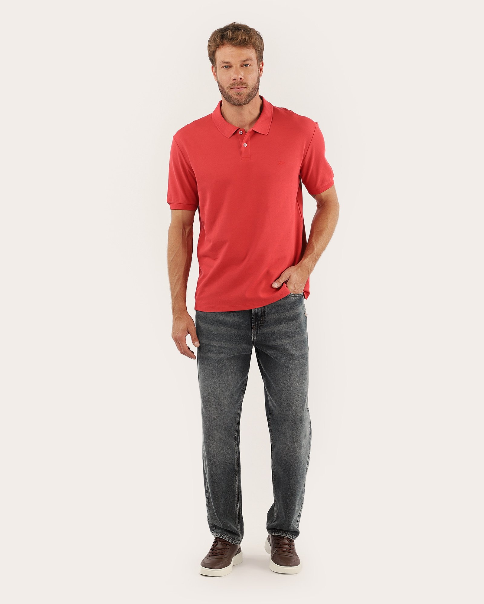 Camisa polo masculina Pool Legacy regular piquet - Vermelho