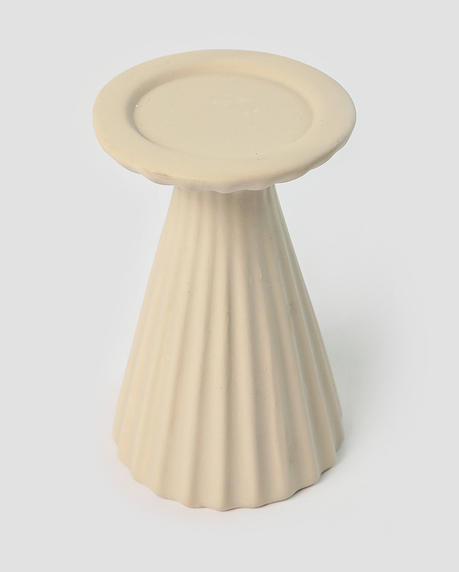 Porta-vela em cerâmica M Fiona texturizado 17x5cm bege | Casa Riachuelo