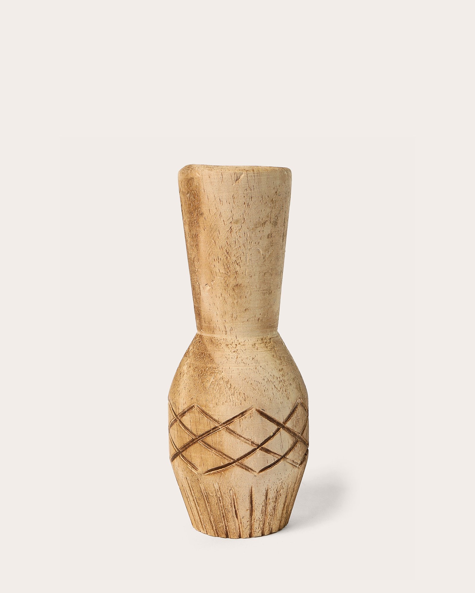 Vaso de madeira Myra 19,3x7,5cm bege | Casa Riachuelo