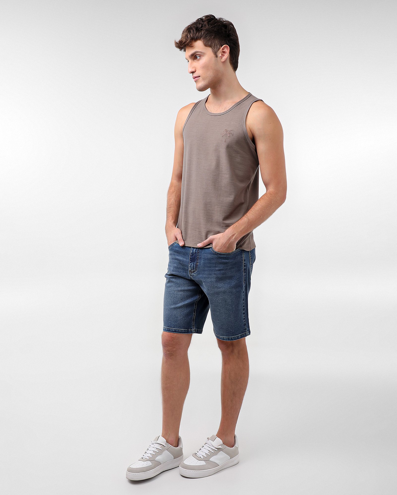 Bermuda jeans masculina reta 5 bolsos denim médio | Pool Jeans