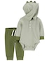 Conjunto longo de moletom bebê 2 peças listrado verde | Carter's