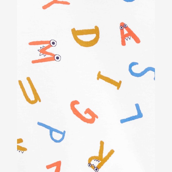 Pijama longo infantil 4 peças listrado monstrinho e letras multicor | Carter's