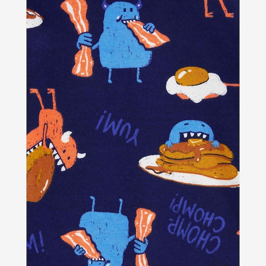 Pijama longo infantil 4 peças listrado monstrinho e letras multicor | Carter's