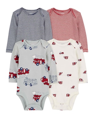 Kit body bebê 4 peças bombeiros listrado multicor | Carter's