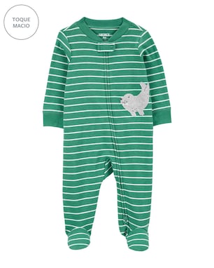 Macacão bebê foca listrada verde | Carter's