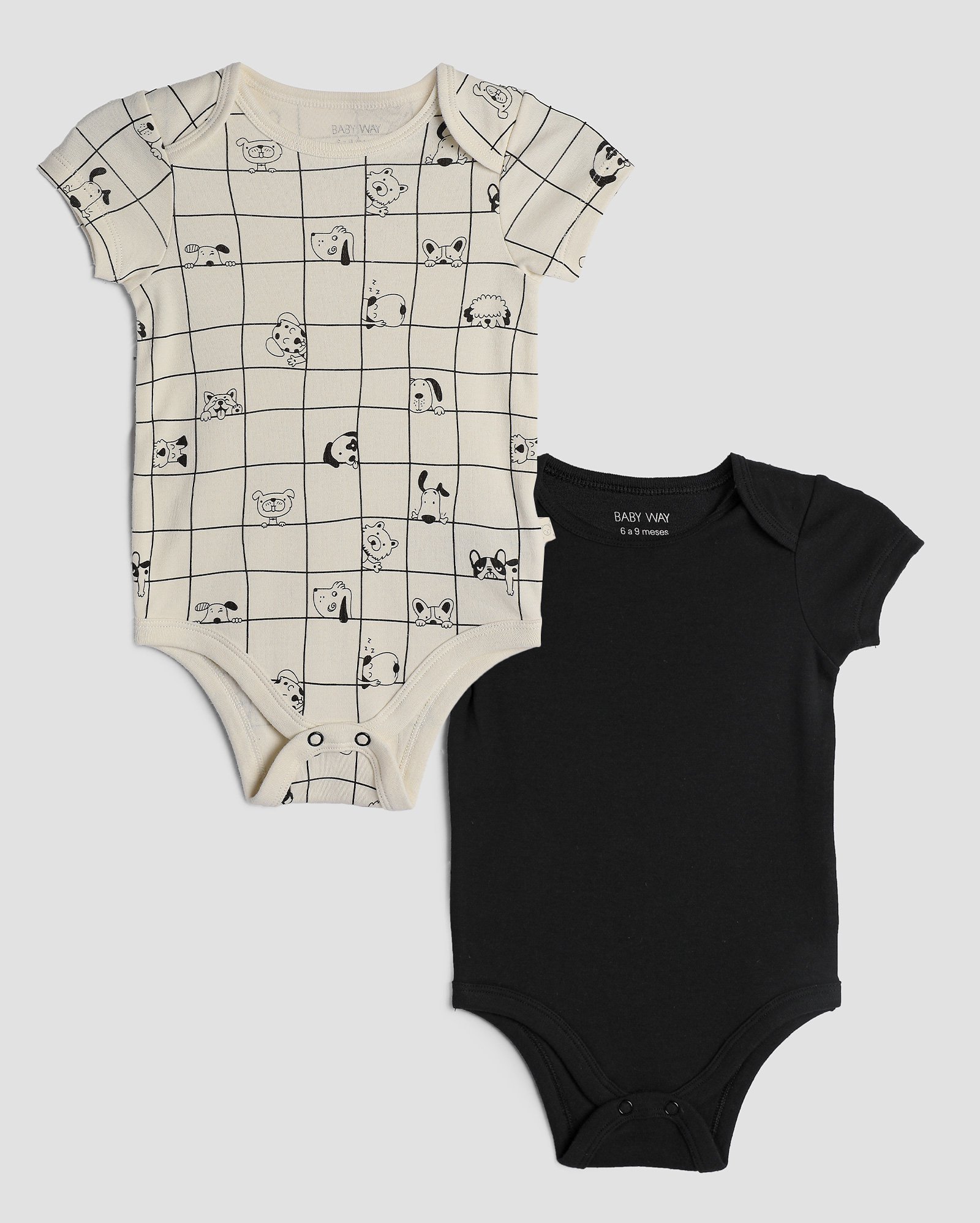 Kit body bebê 2 peças manga curta cachorrinhos multicor | Baby Way