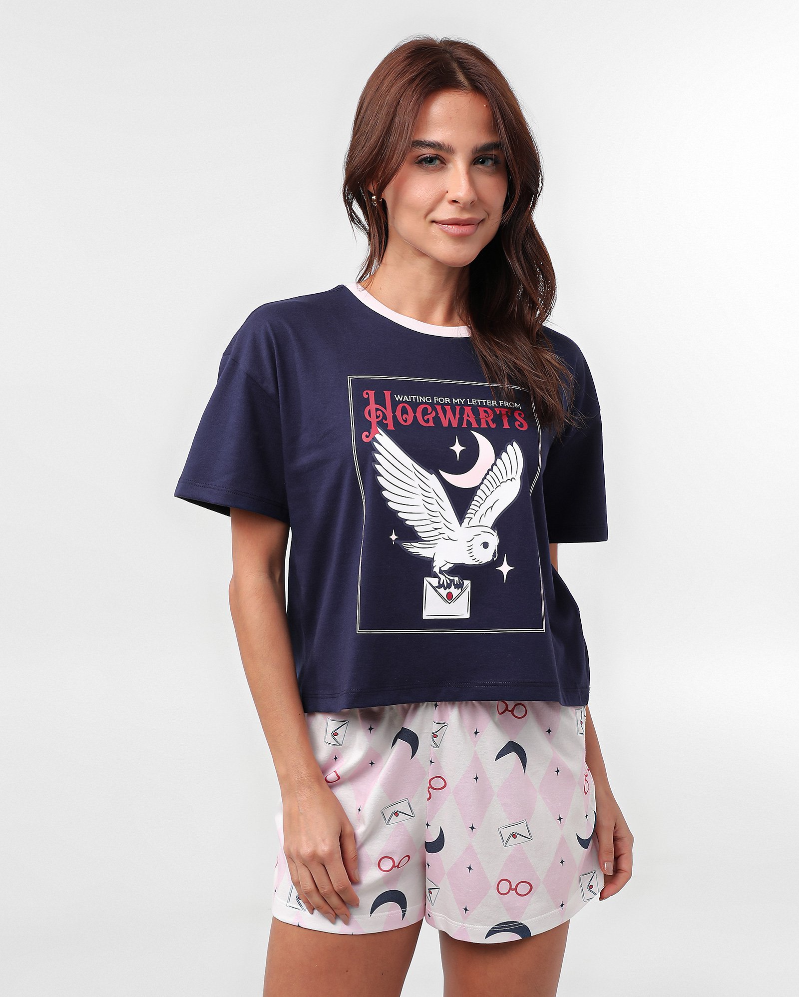 Pijama curto feminino estampa Edwiges multicor | Warner Bros