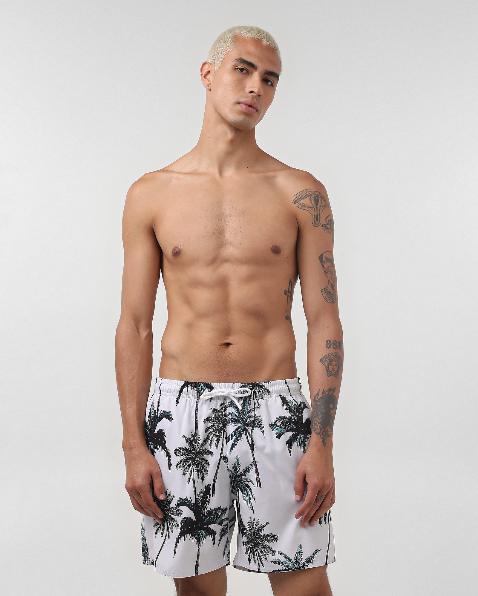 Short água masculino coqueiros branco | Pool