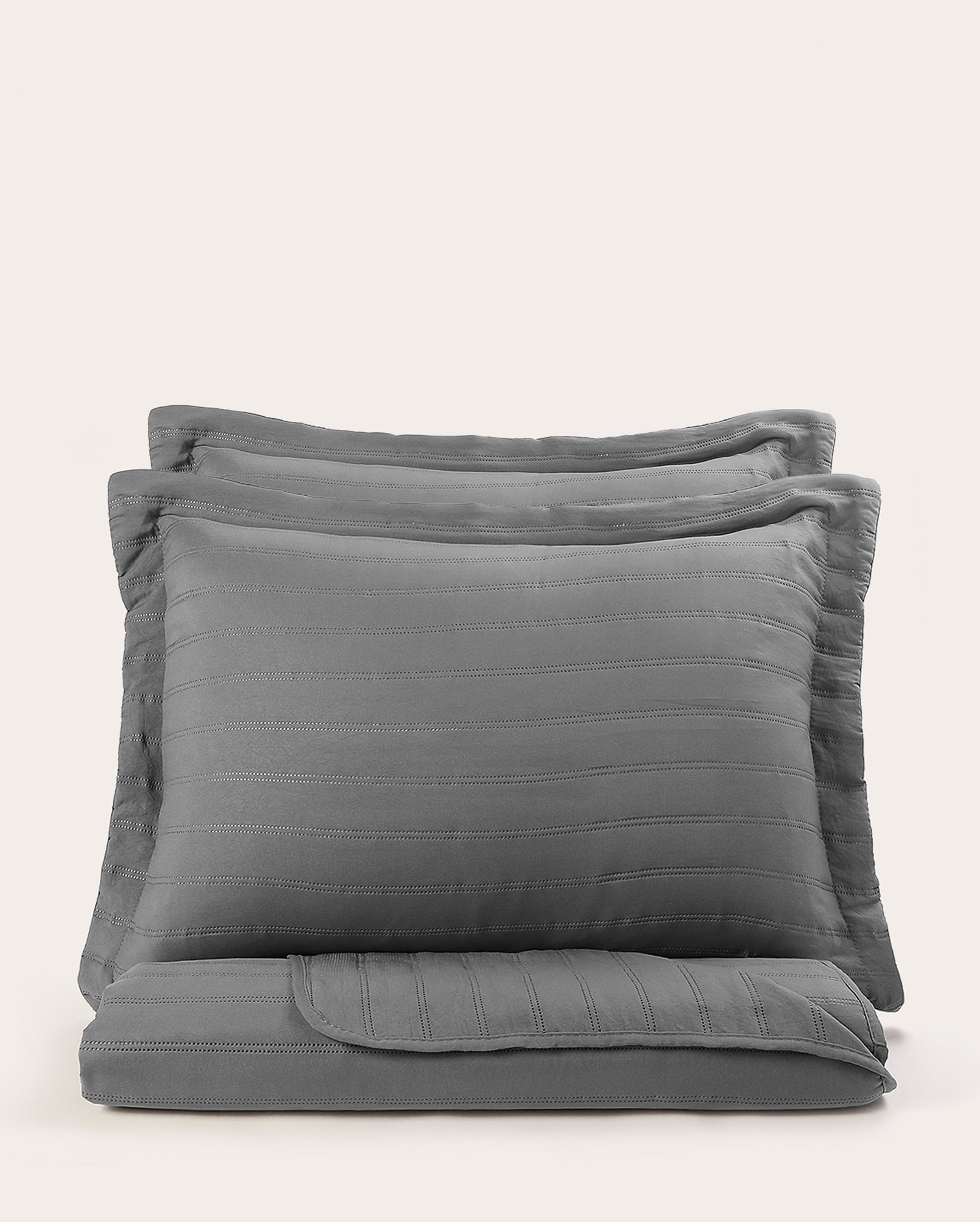 Kit colcha casal 3 peças Design Washed bordado cinza | Casa Riachuelo