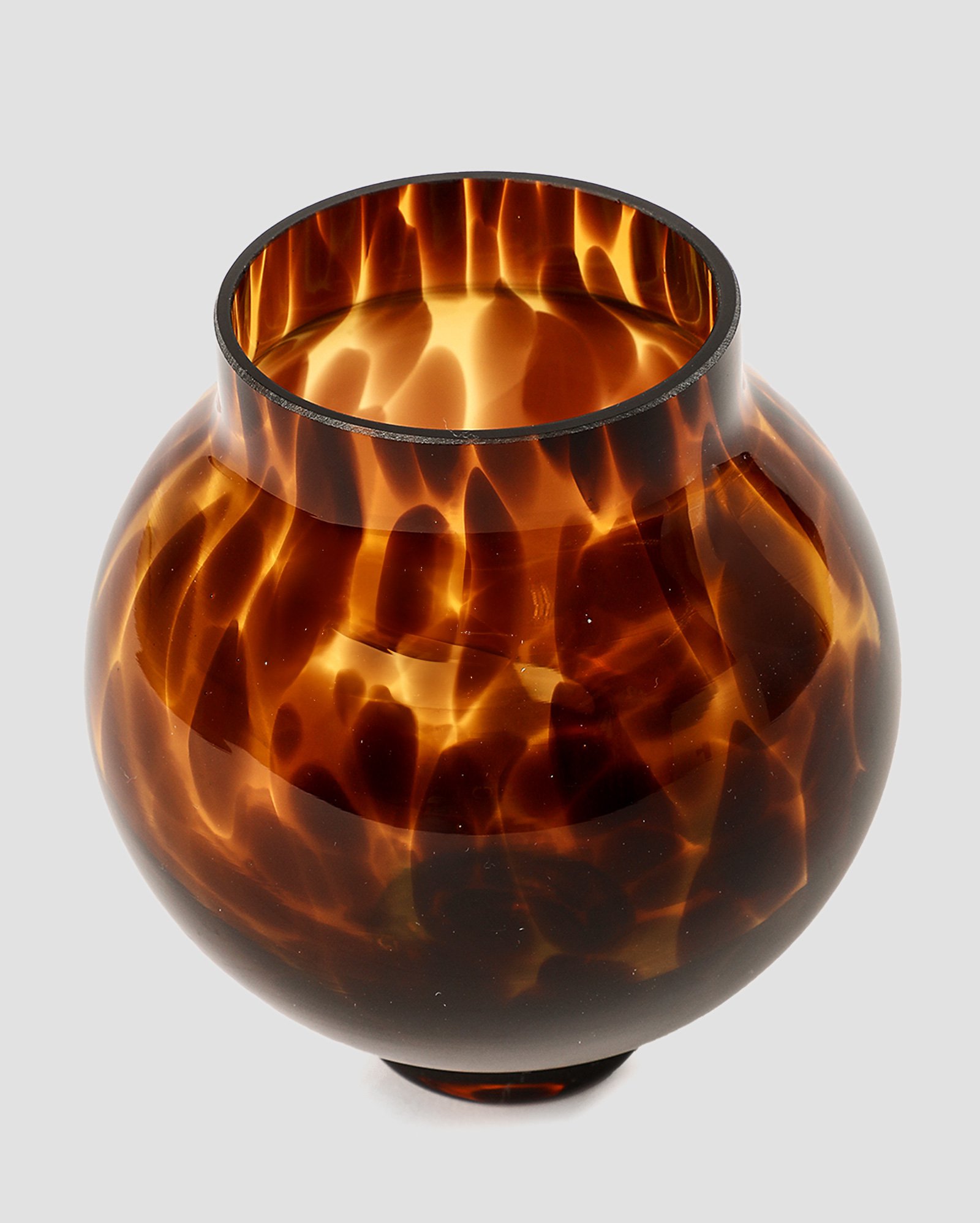 Vaso de vidro redondo Merida 13cm marrom | Casa Riachuelo