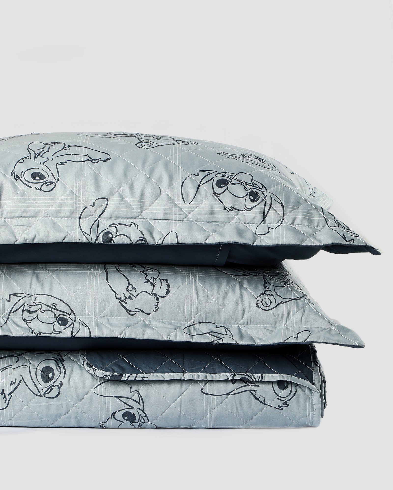 Kit colcha casal 3 peças matelada dupla face Stitch azul | Casa Riachuelo