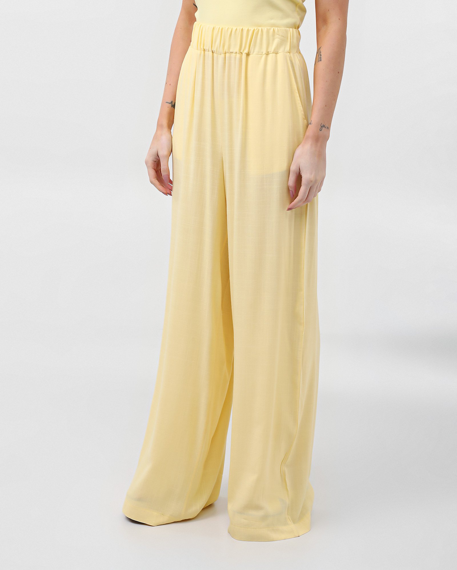 Calça feminina pantalona cós elástico - Amarelo | Pool Basics