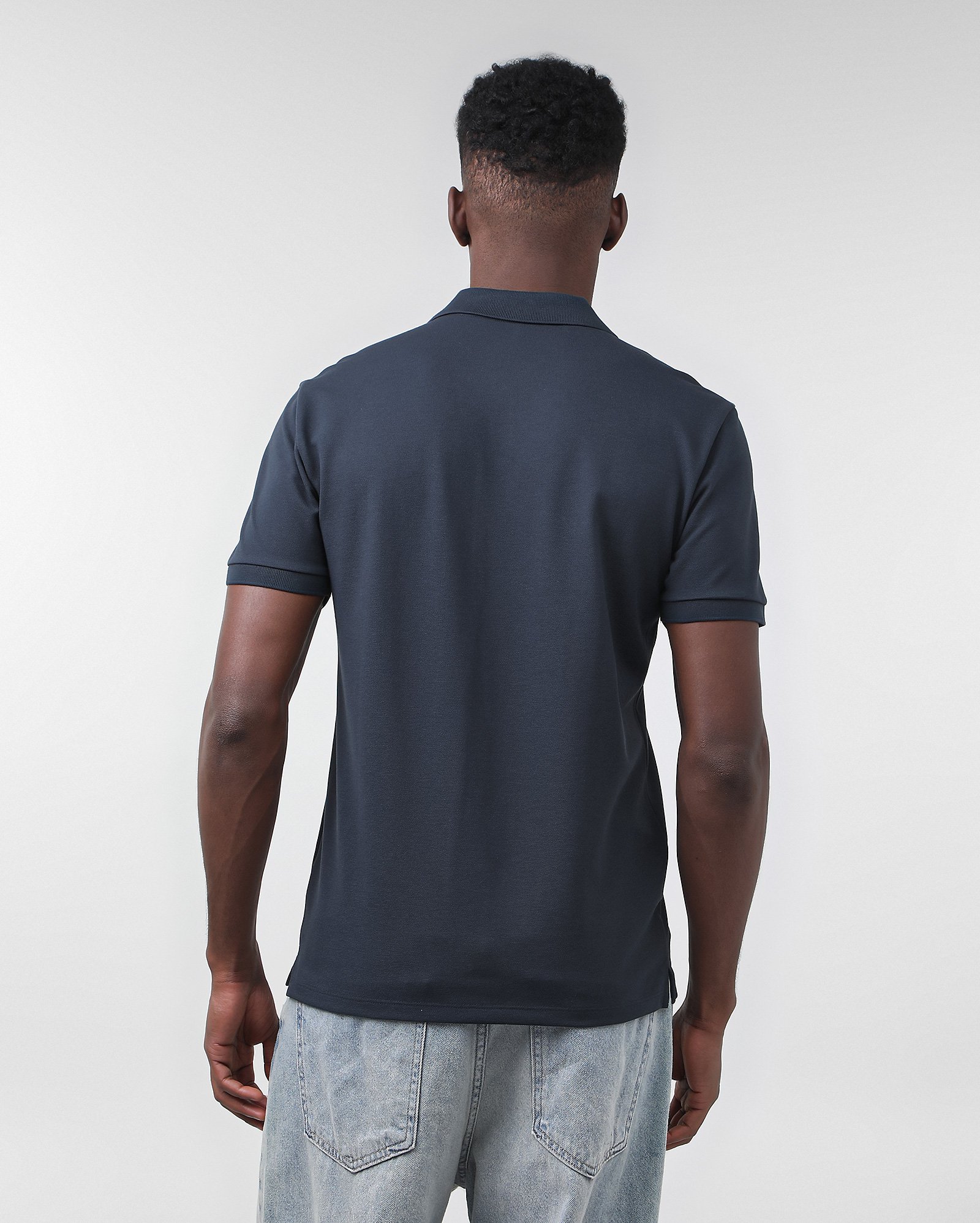 Camisa polo masculina slim algodão peruano - Azul Marinho
