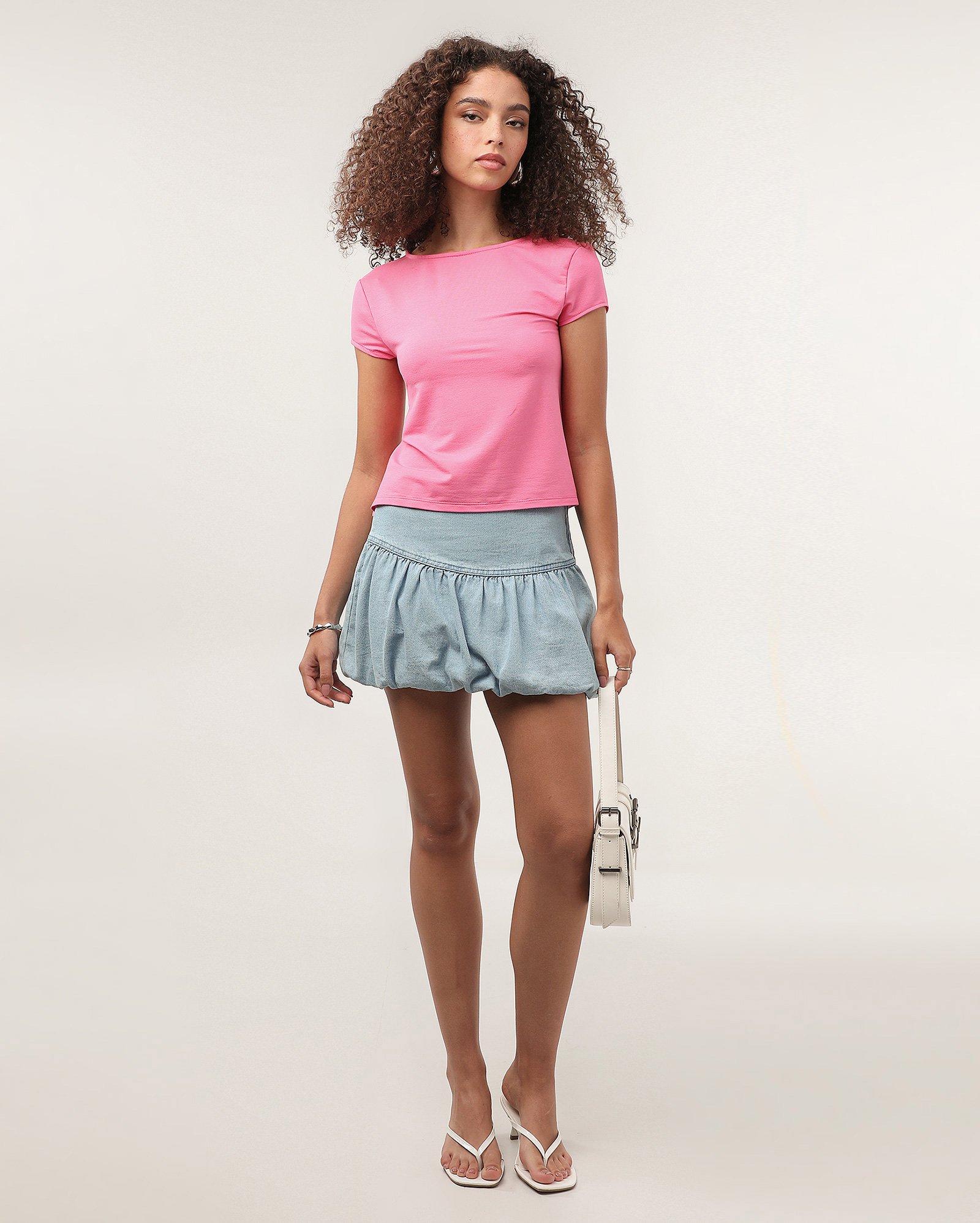 Blusa feminina manga curta frente única lisa rosa | Pool — foto 4