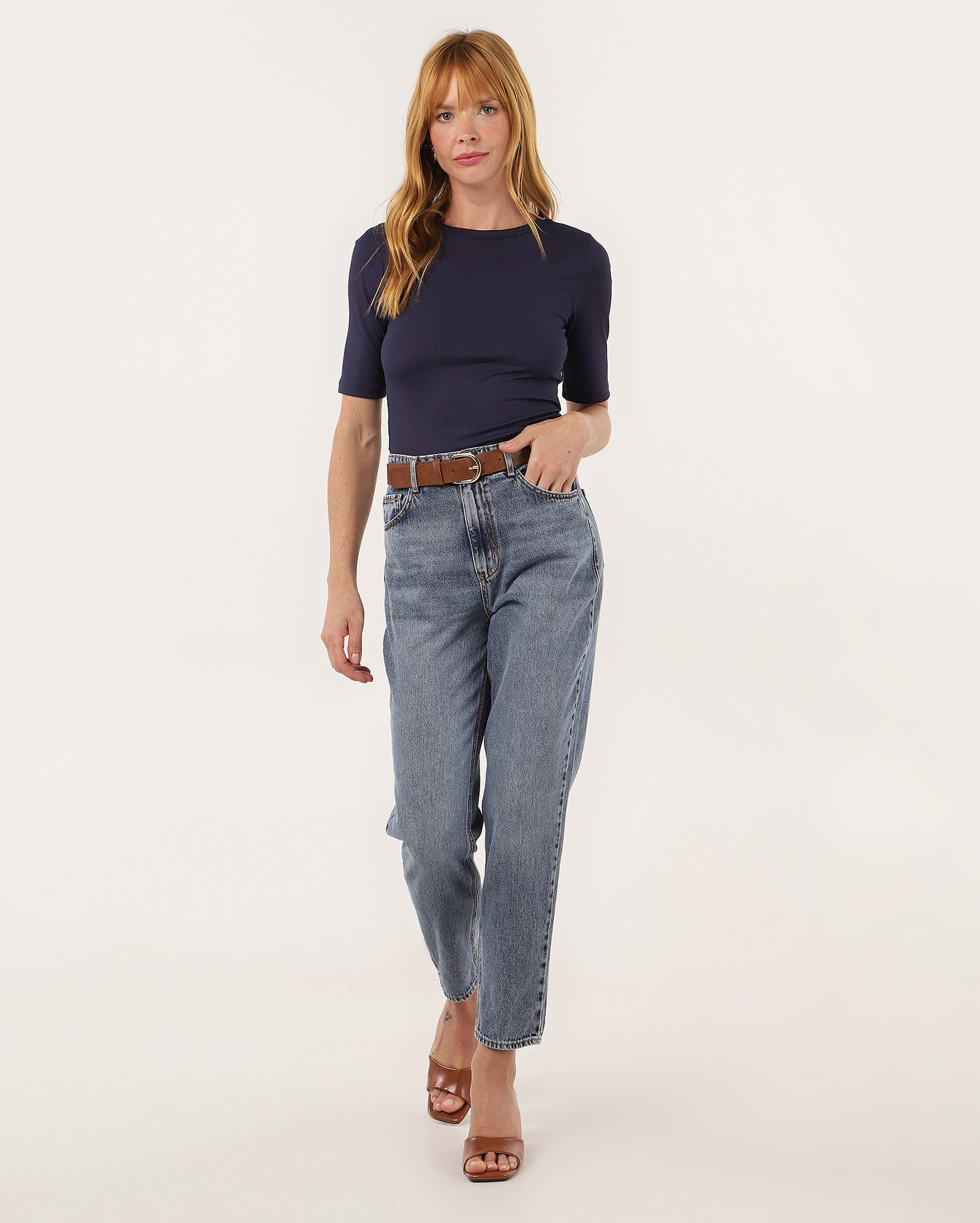 Blusa feminina em malha canelada Ginga azul | AK by Riachuelo
