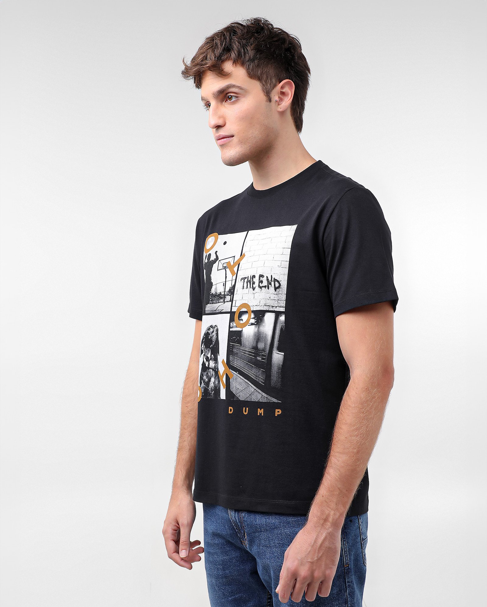 Camiseta masculina regular urbana dump preta | Pool