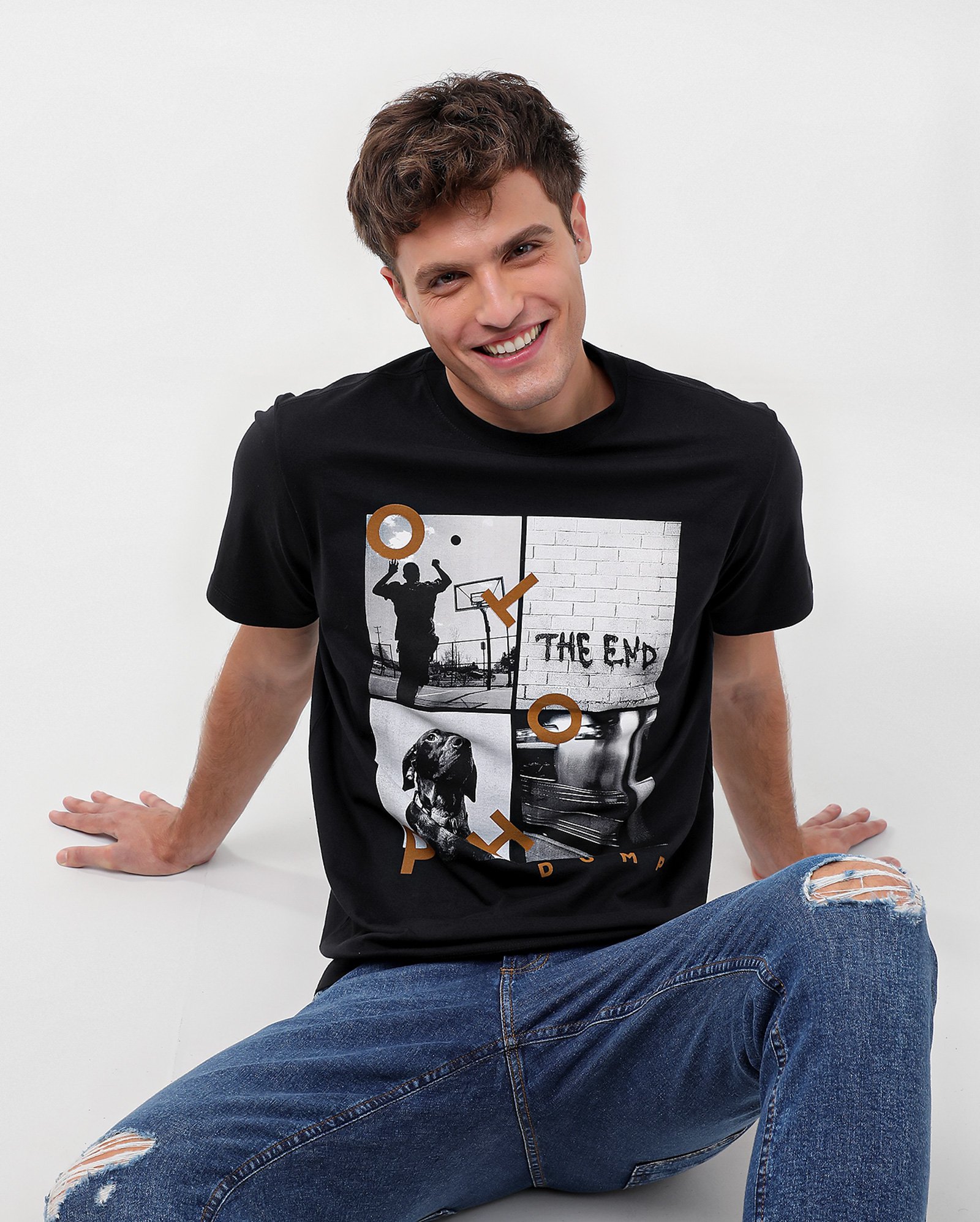 Camiseta masculina regular urbana dump preta | Pool
