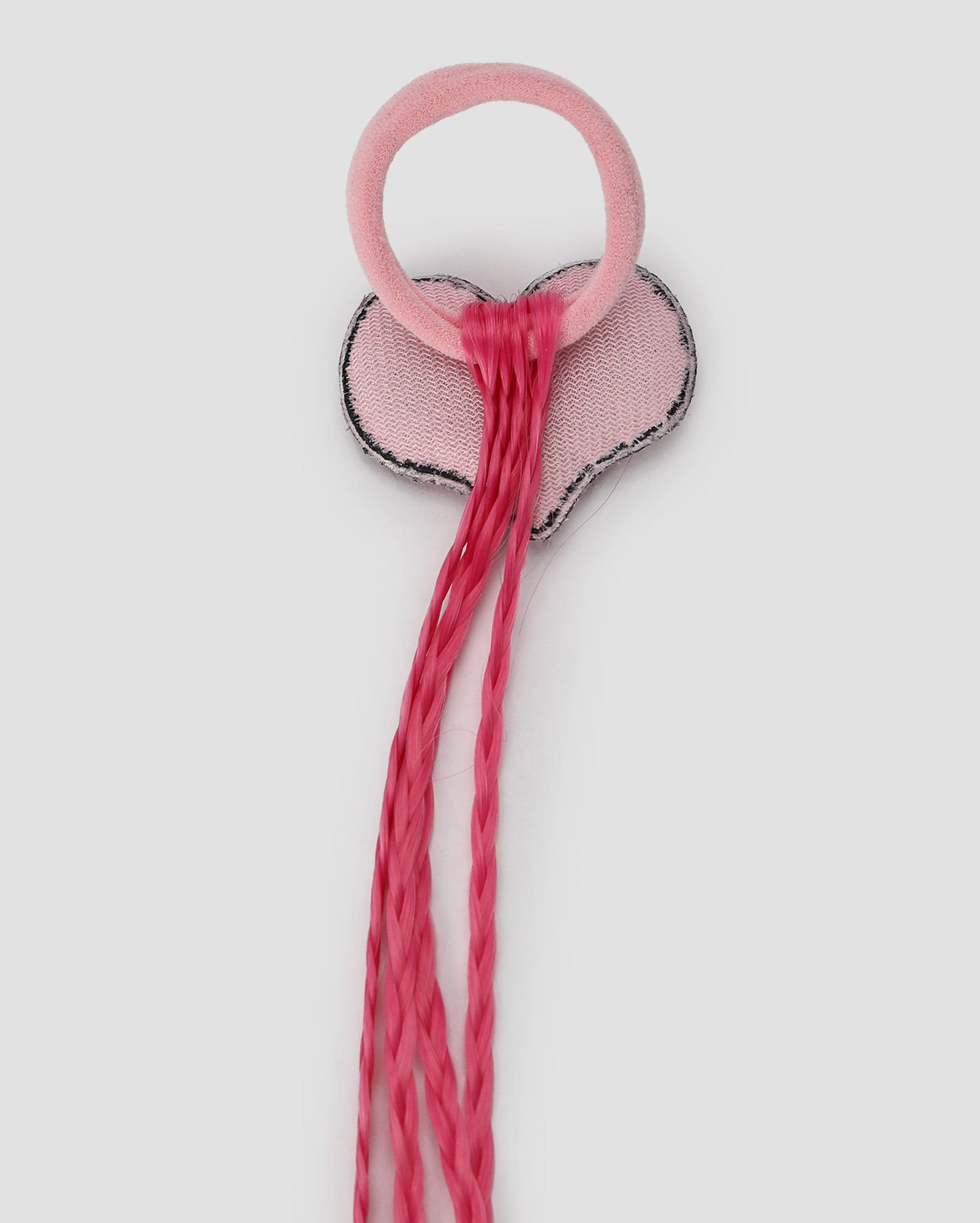 Elástico de cabelo infantil com tranças coração rosa — foto 4
