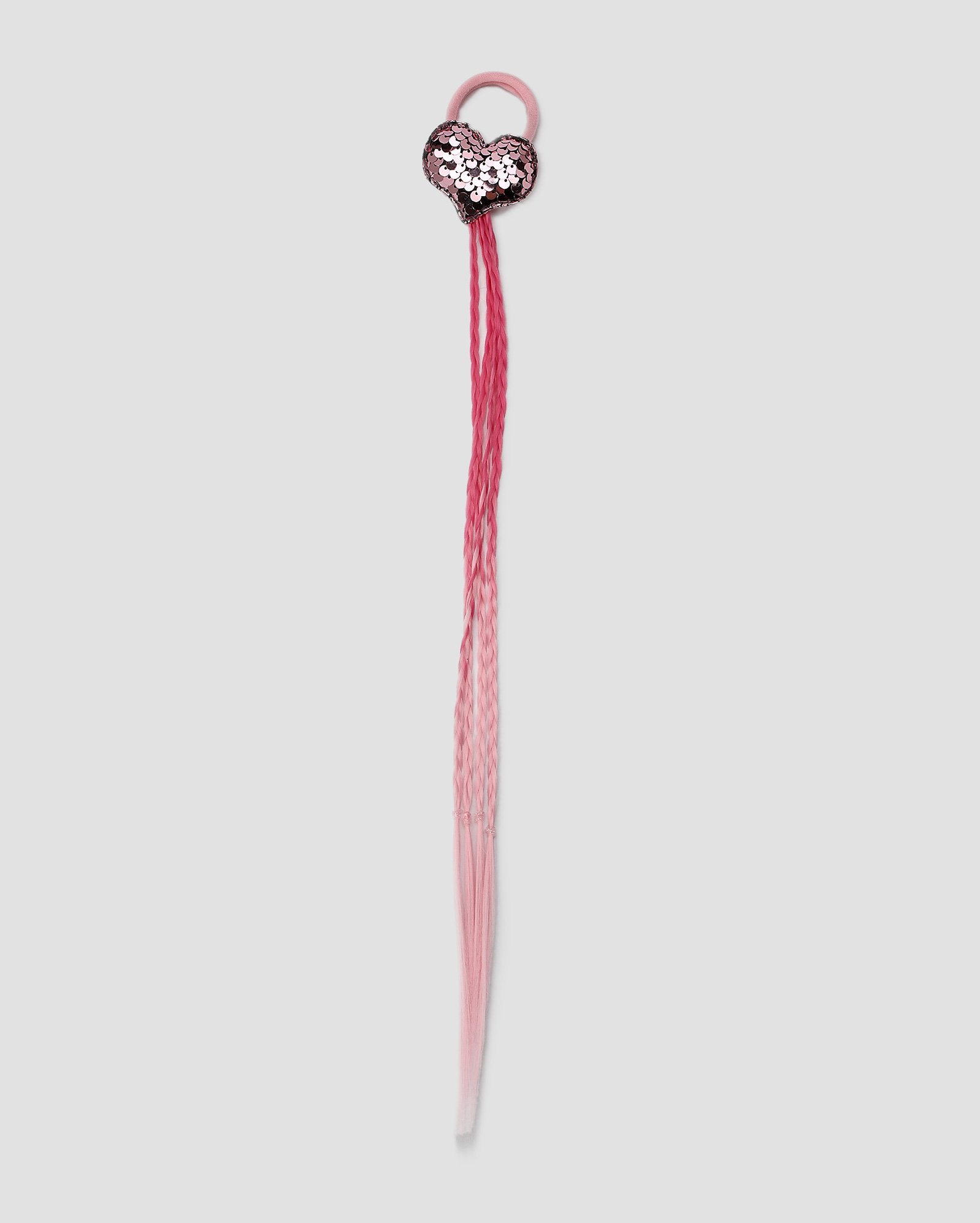 Elástico de cabelo infantil com tranças coração rosa