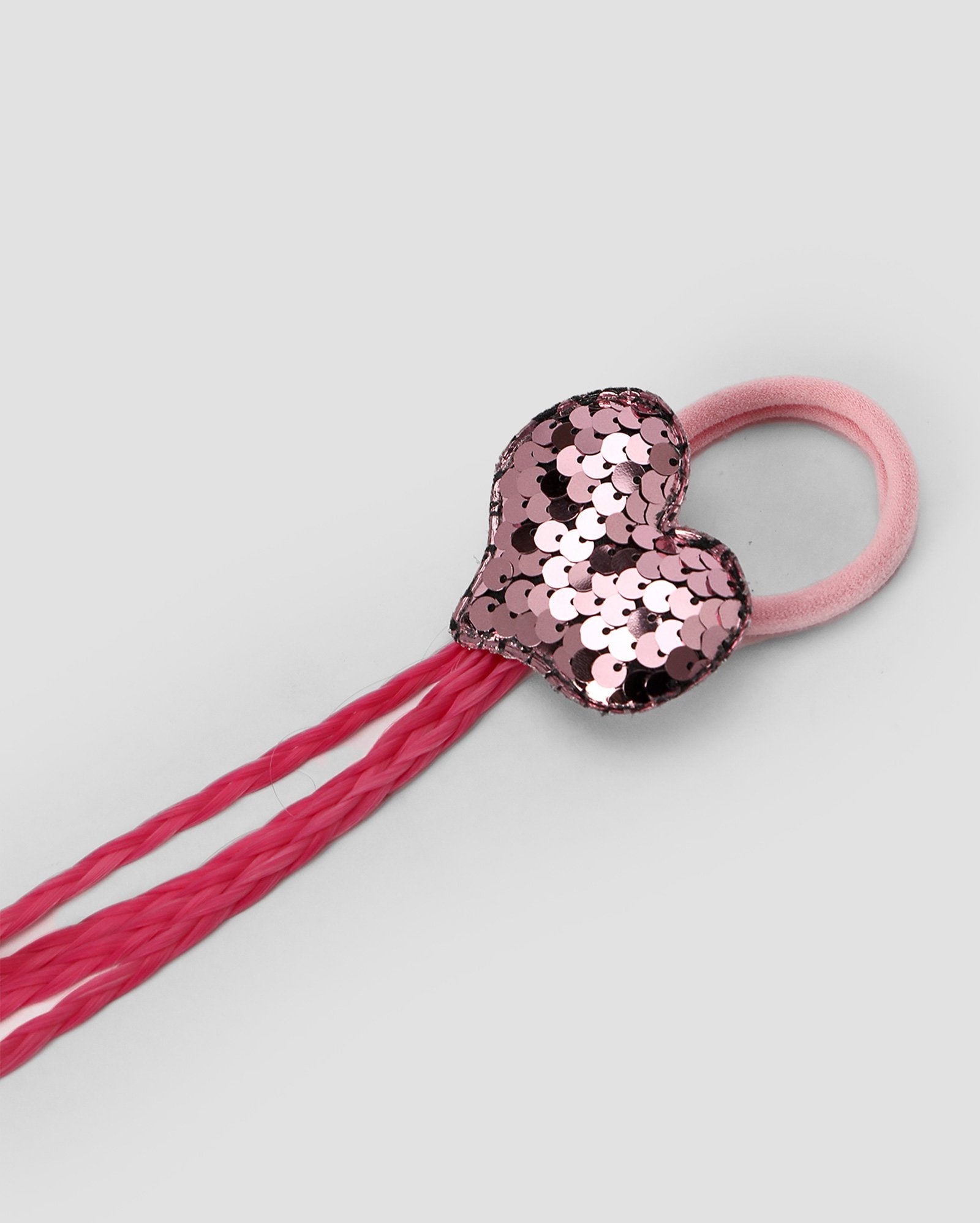 Elástico de cabelo infantil com tranças coração rosa — foto 5
