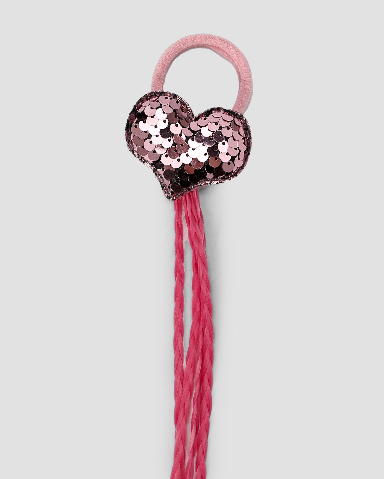 Elástico de cabelo infantil com tranças coração rosa — foto 3