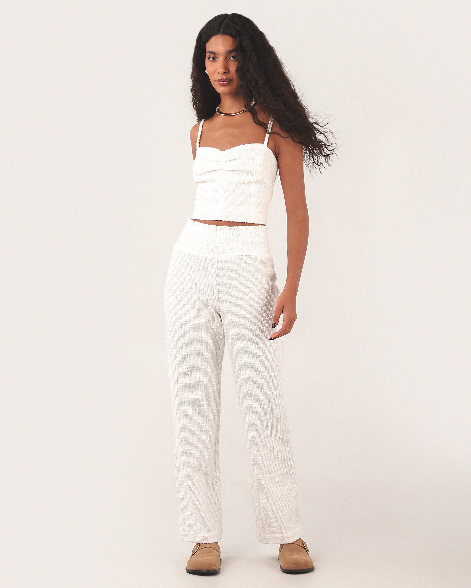 Regata cropped tecido bouclé alça dupla - Branco | Missinclof + Riachuelo — foto 2