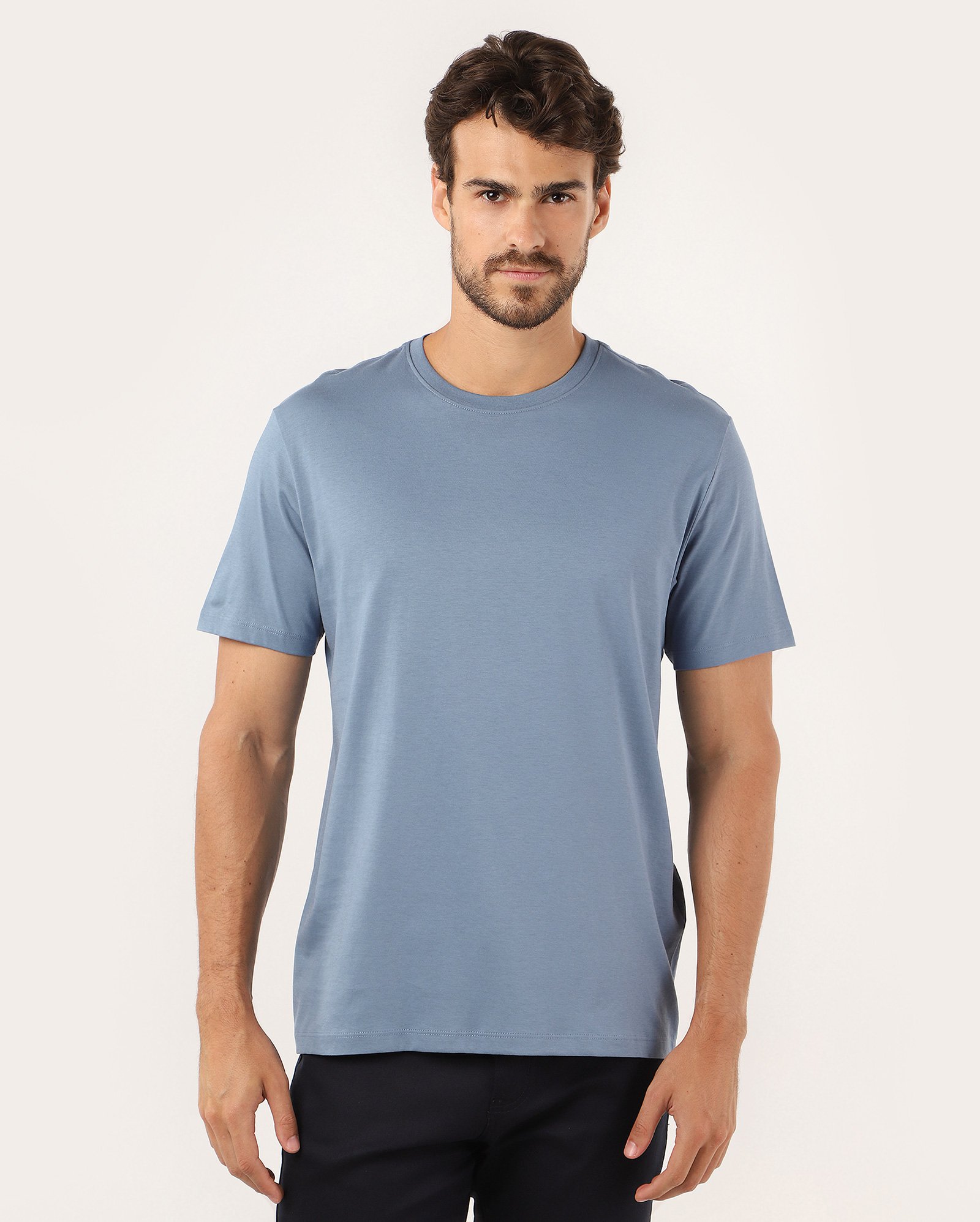 Camiseta masculina algodão peruano - Azul Celeste