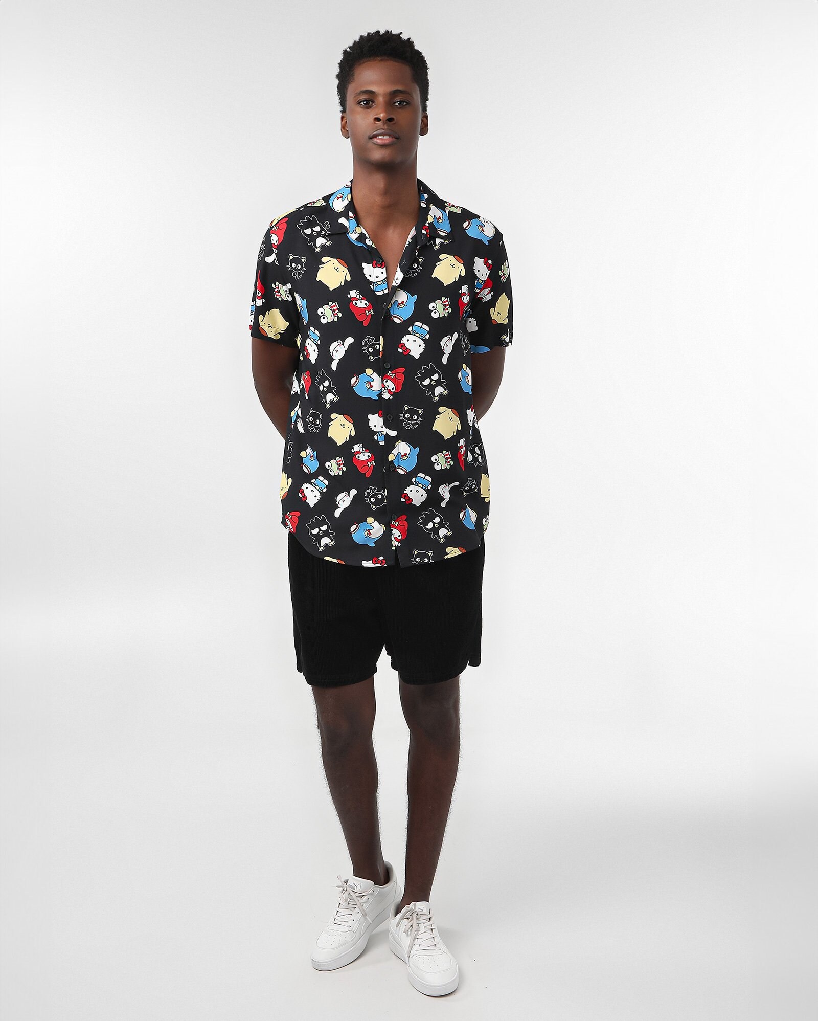 Camisa masculina viscose Sanrio Hello Kitty preta | FANLAB — foto 2