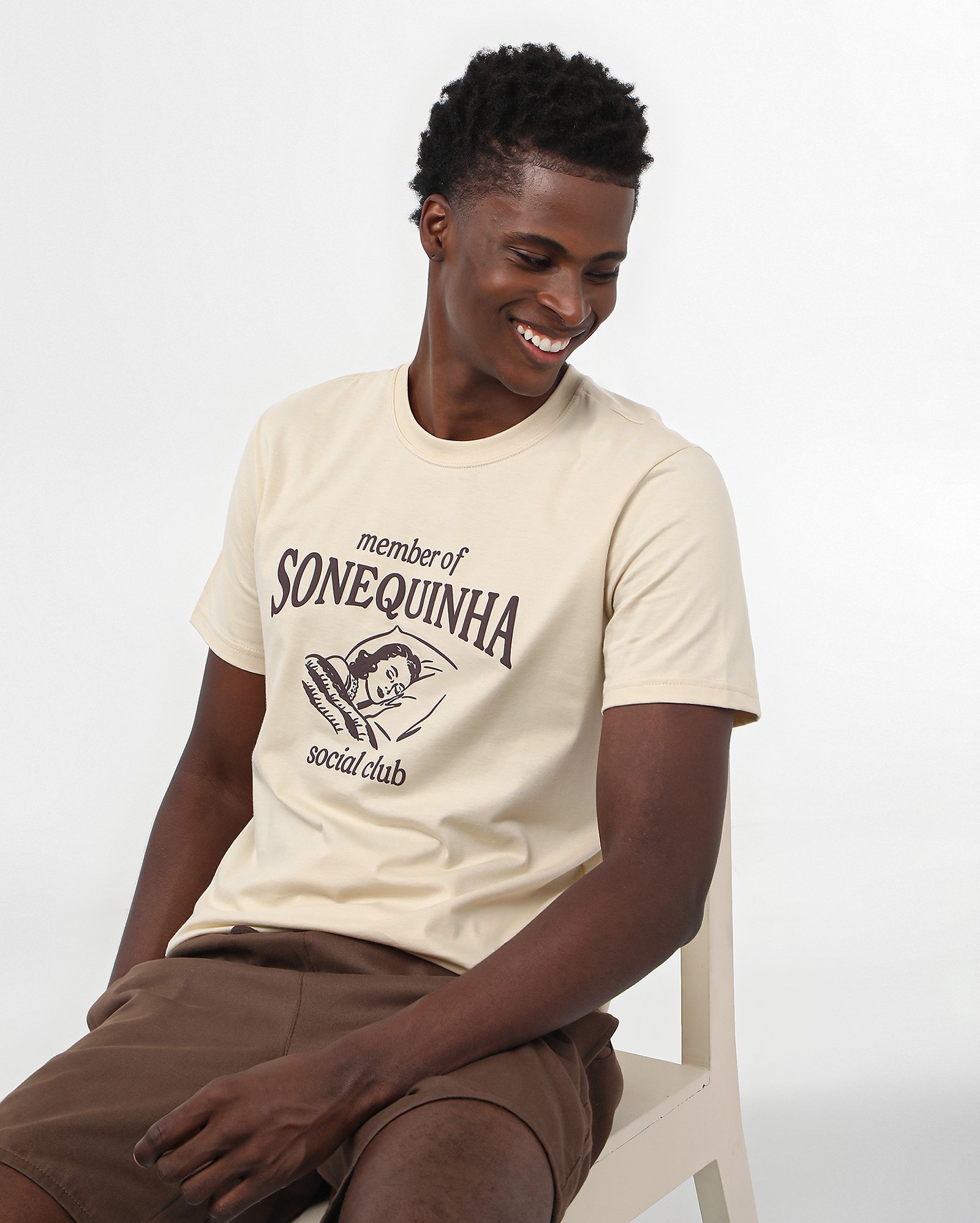 Camiseta masculina sonequinha social club bege | FANLAB