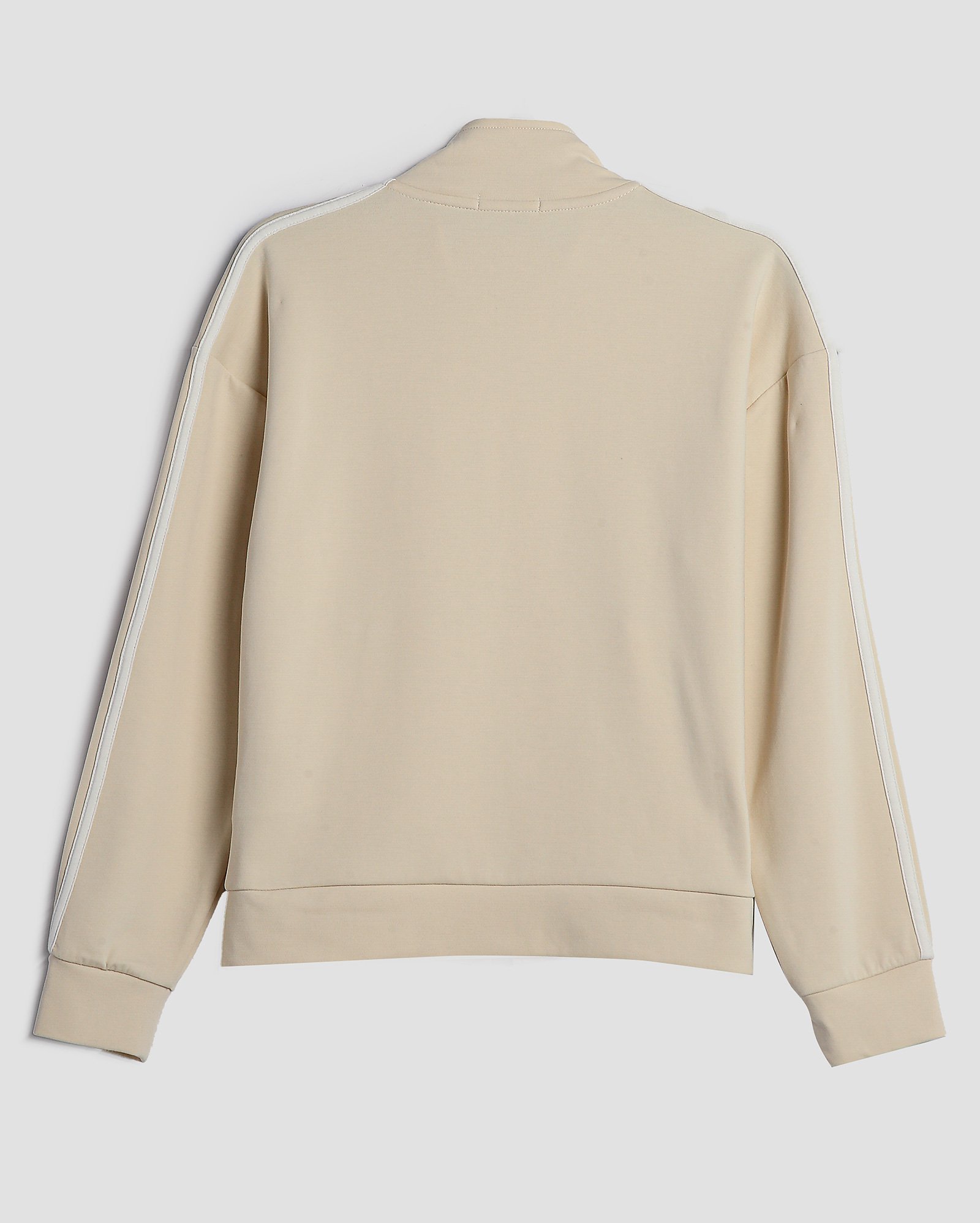 Blusa de moletom juvenil aberta gola alta com listras - Bege Claro | Pool