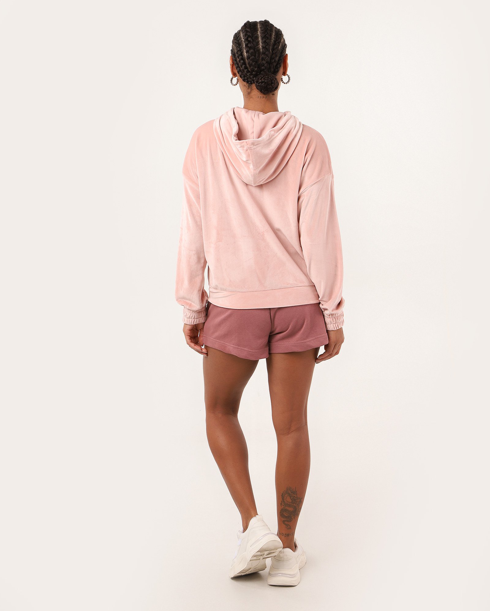 Short de moletom feminino Tammy com cordão liso rosa | Pool Basics
