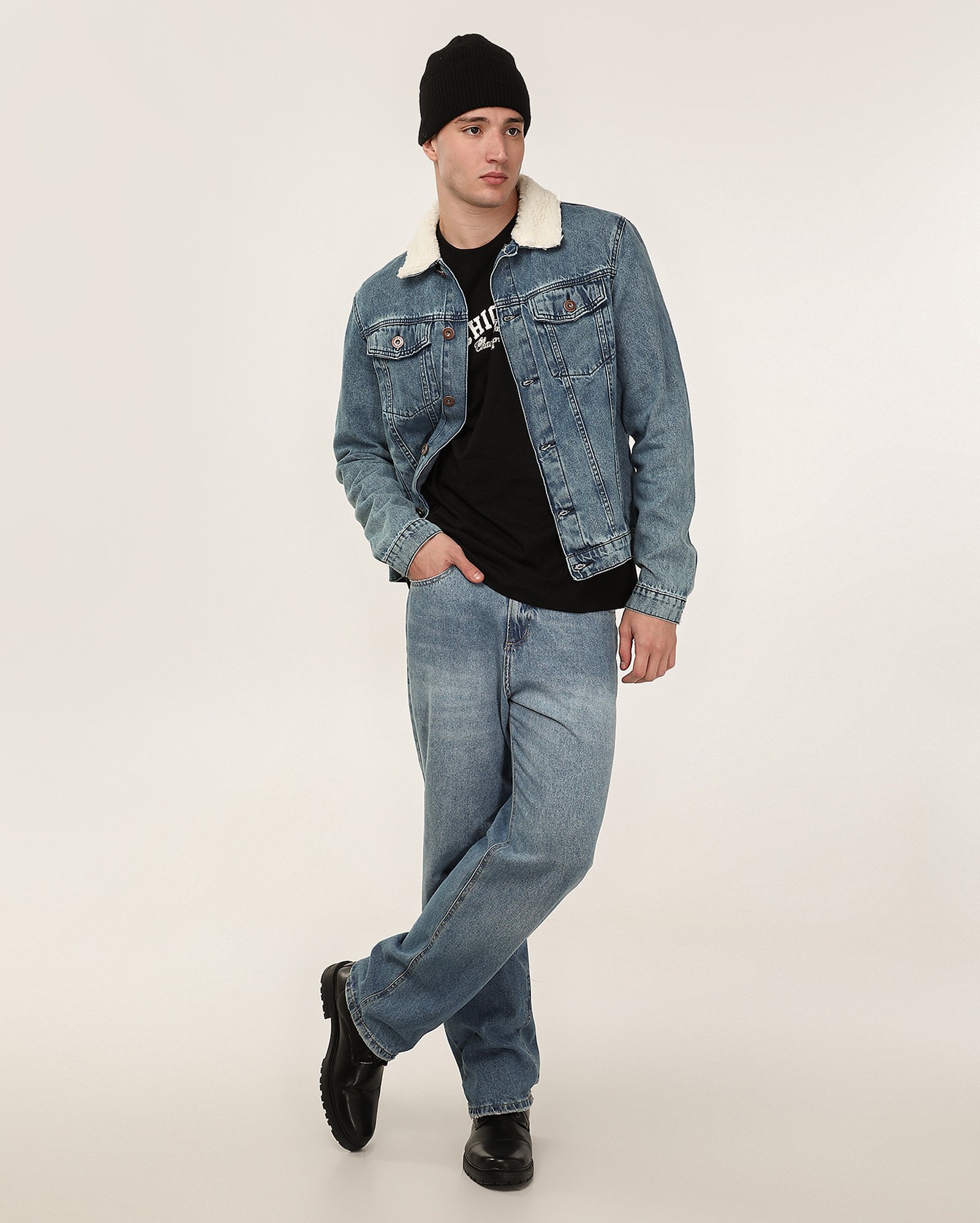 Jaqueta jeans masculina estonada com bolsos - Jeans Médio | Pool Jeans