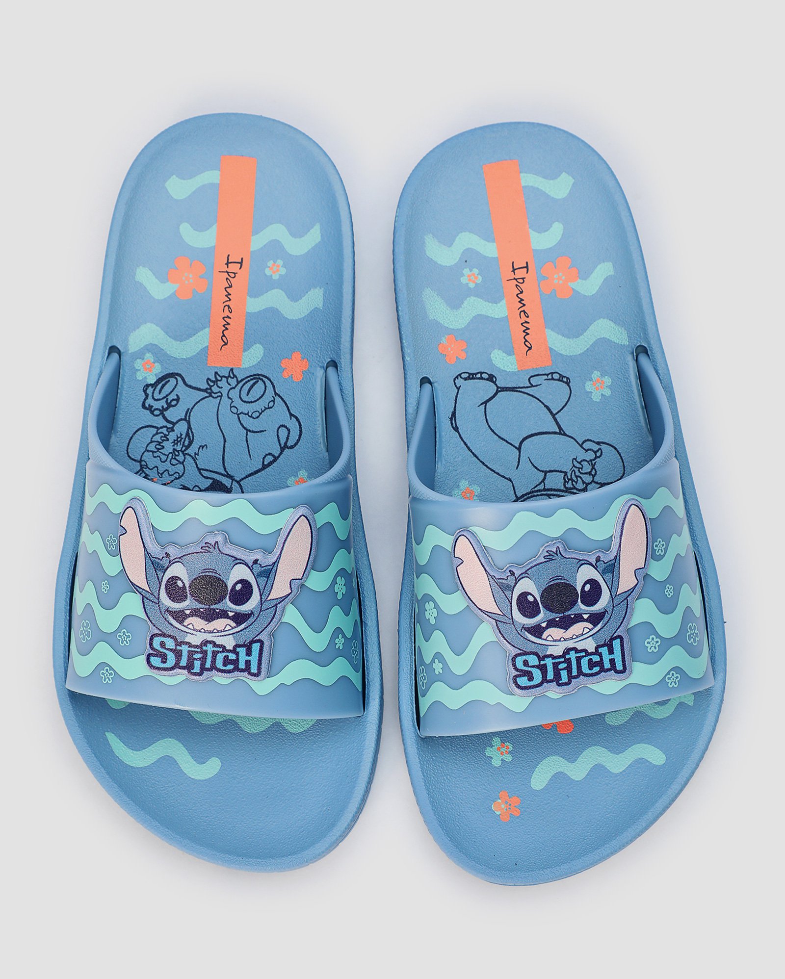 Chinelo infantil slide Disney Stitch azul | Grendene
