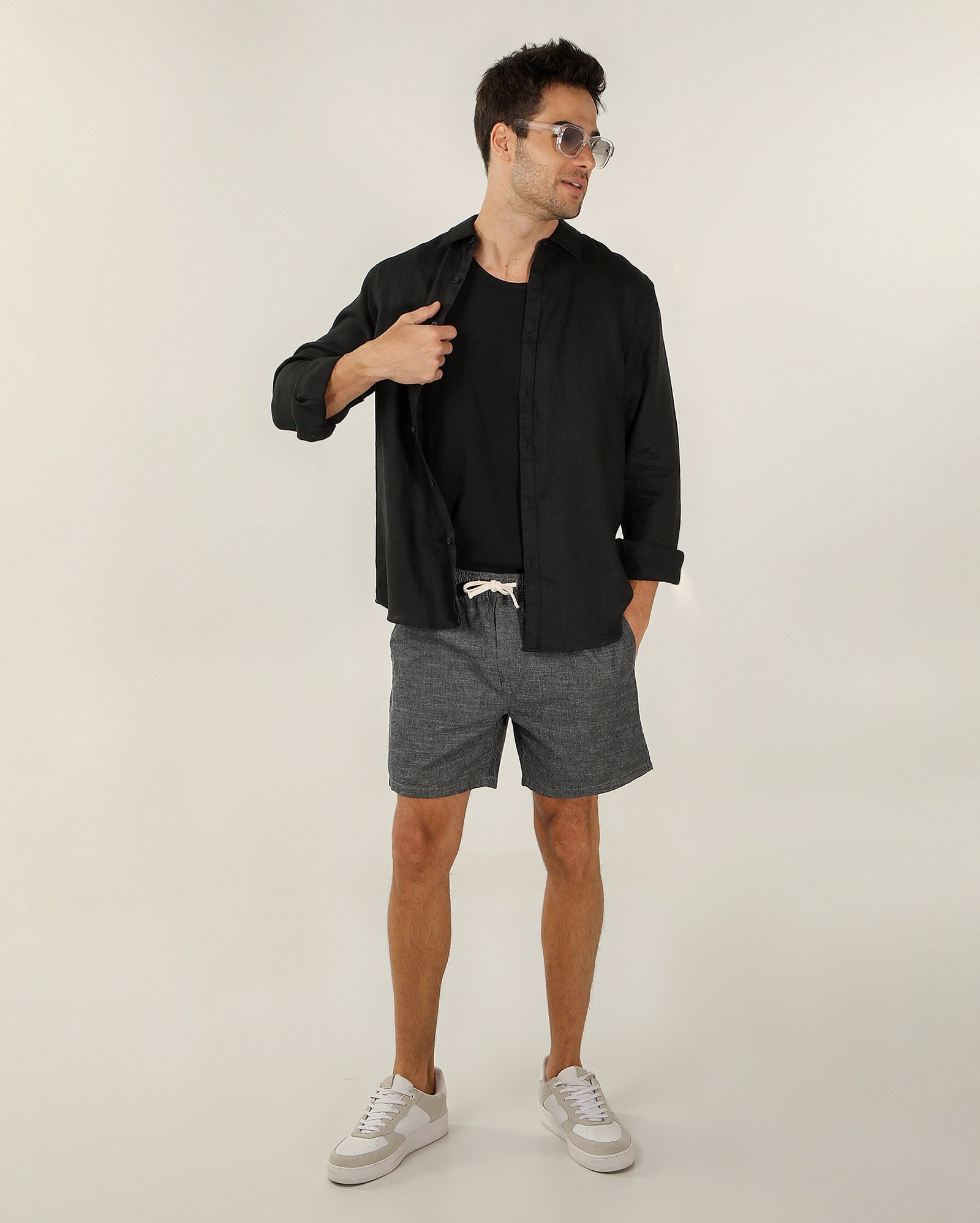 Bermuda jeans masculina com elástico e bolso | Pool Jeans