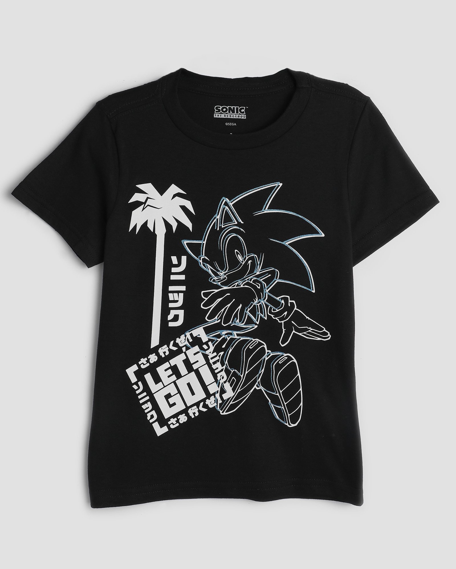 Camiseta infantil Sonic let's go 4-10A preta | SEGA